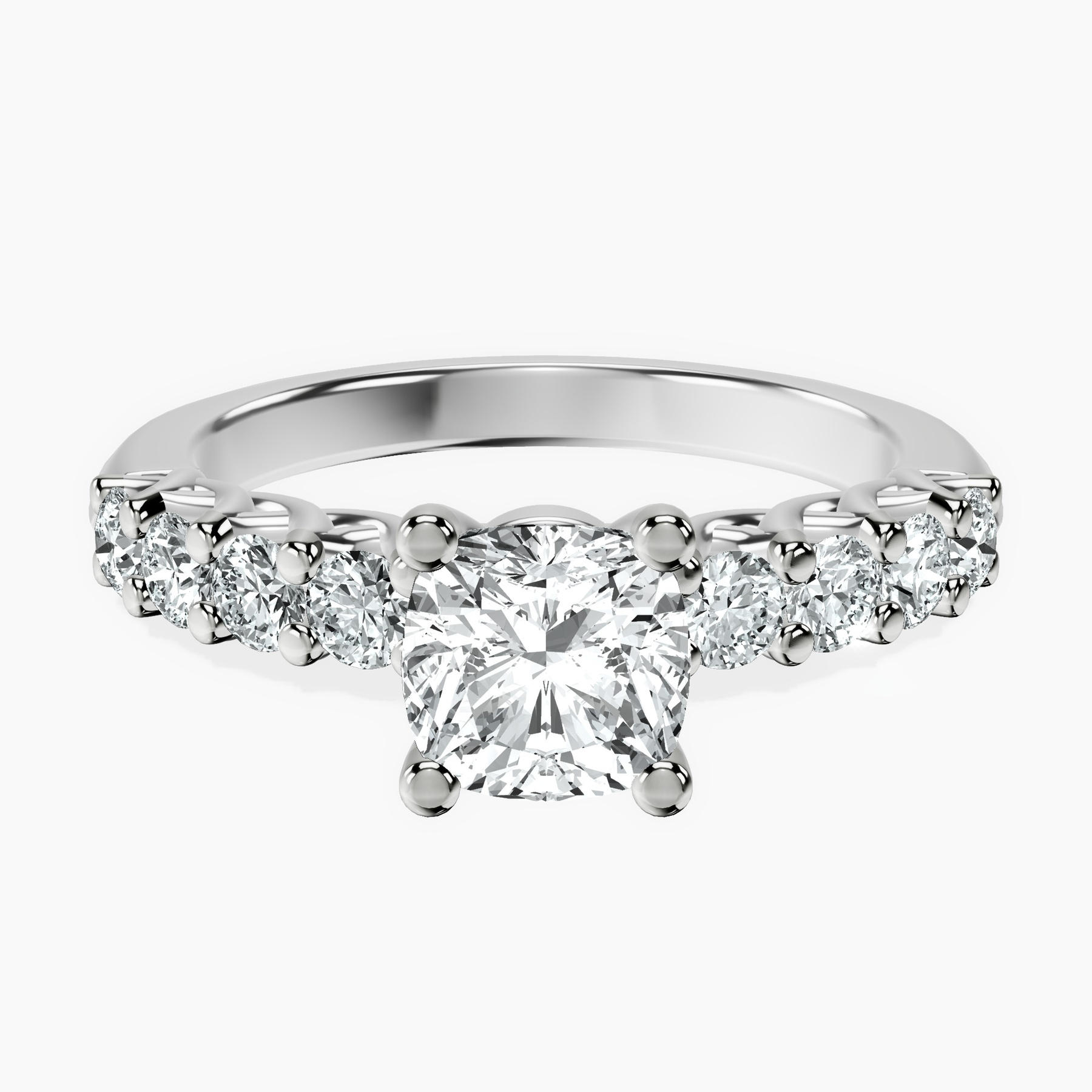 1.49 ct. cushion Cassidy Entwined Prongs Ring in 14kt white gold rtr top