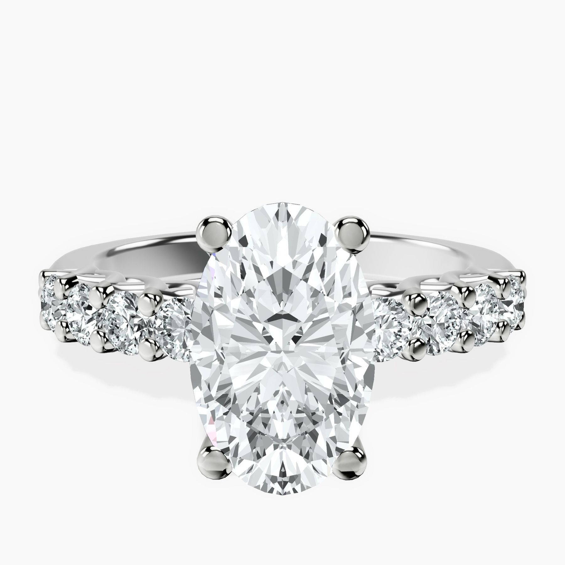 2.99 ct. oval Selena Gomez Engagement Ring in 10kt white gold rtr top
