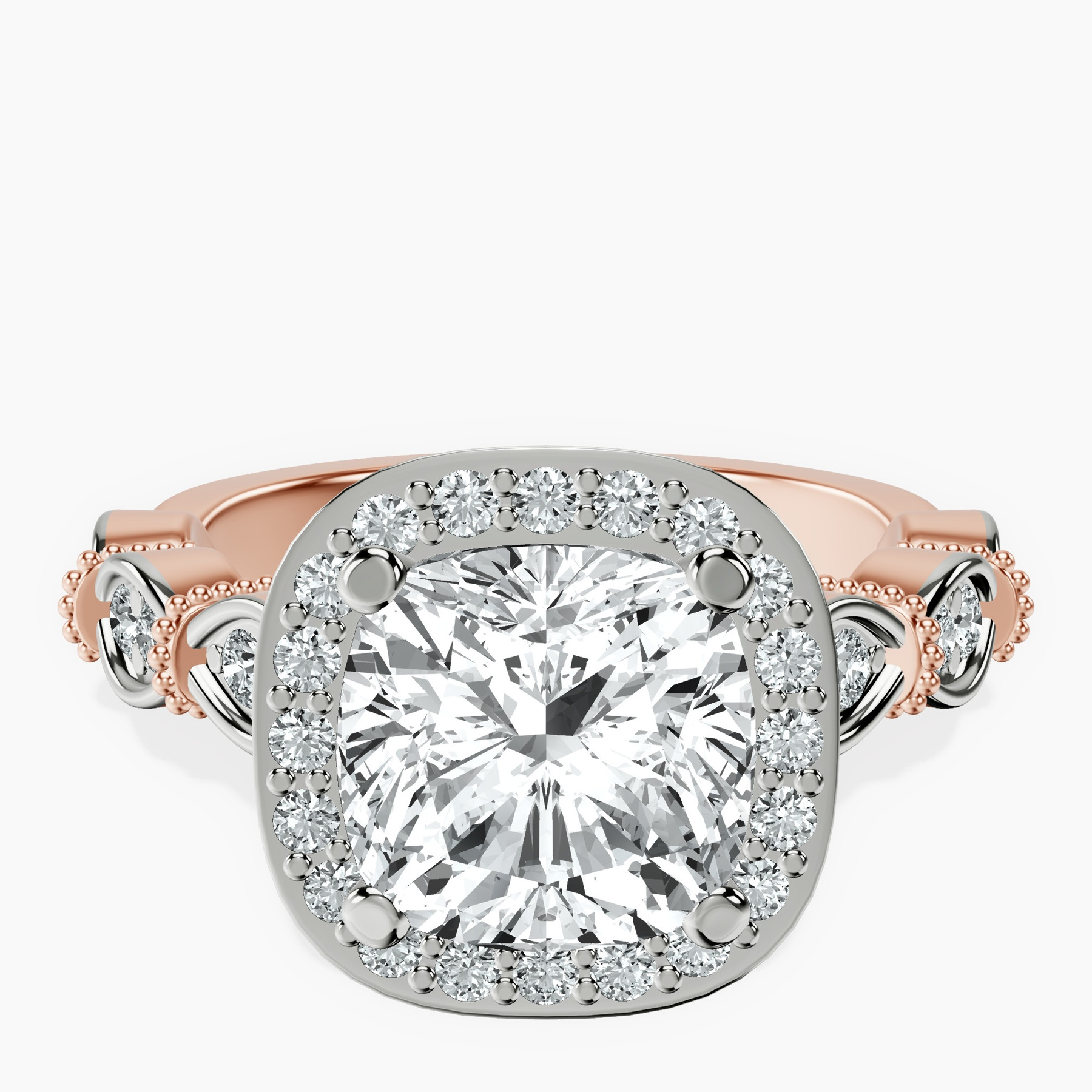 18kt Rose Gold Micaela Halo Lab Diamond Ring front image