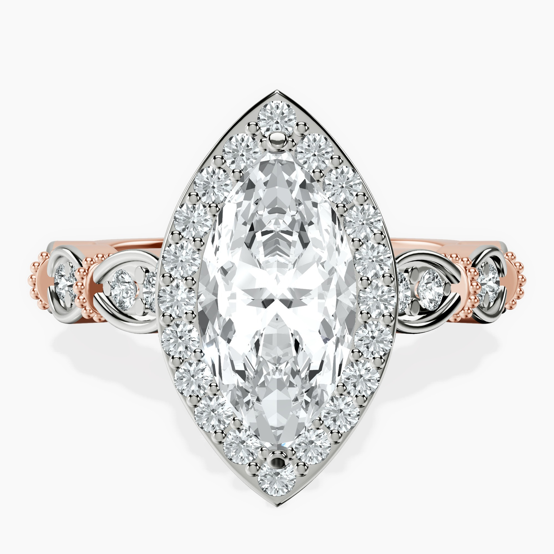 14kt Rose Gold Micaela Halo Lab Diamond Ring front image