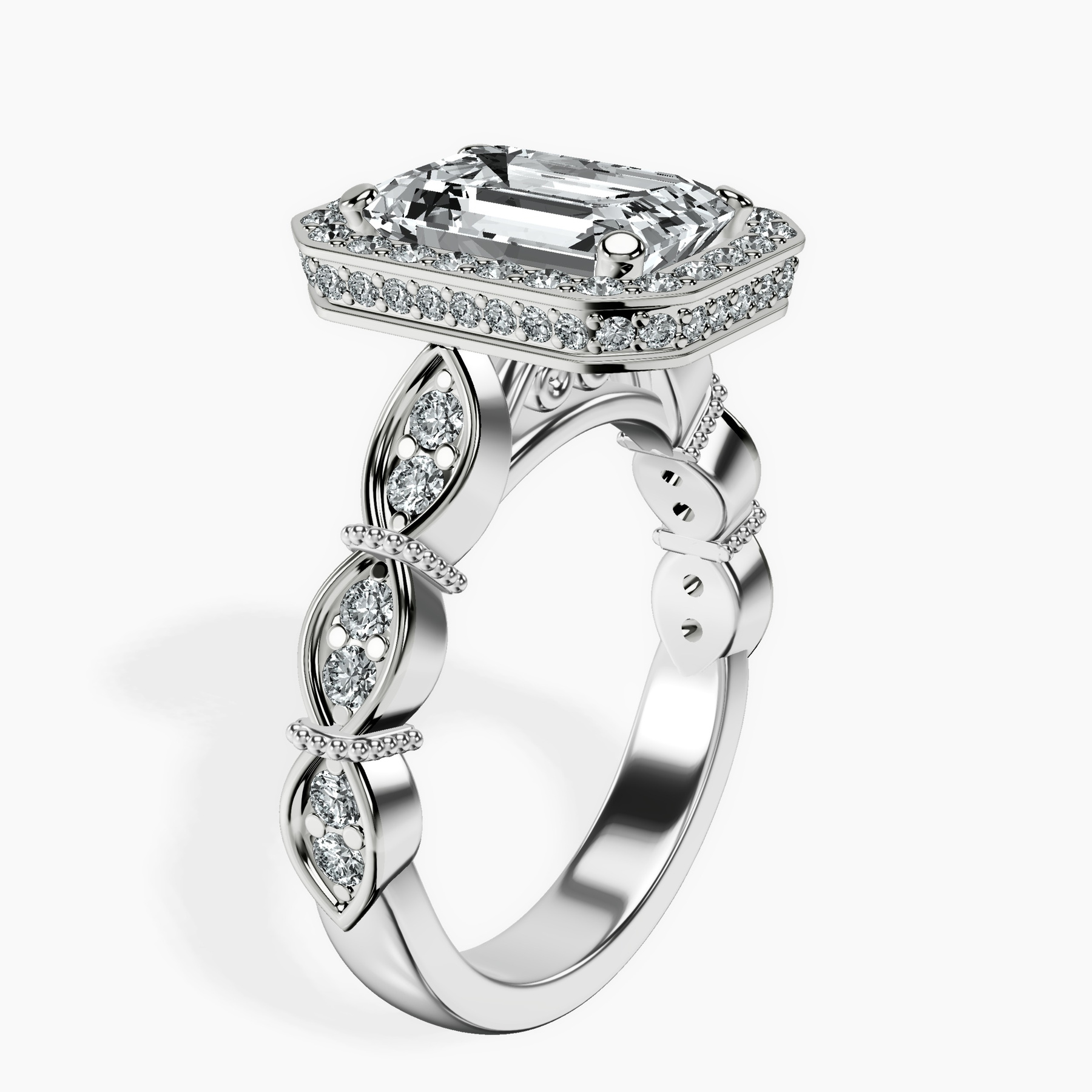 10kt White Gold Micaela Halo Lab Diamond Ring standing product image one