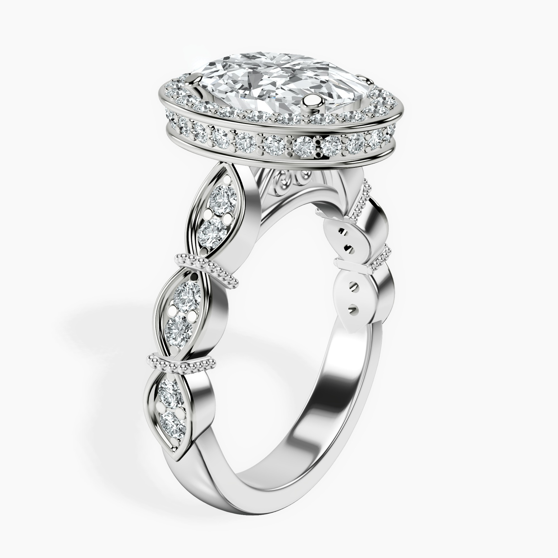 10kt White Gold Micaela Halo Lab Diamond Ring standing product image one