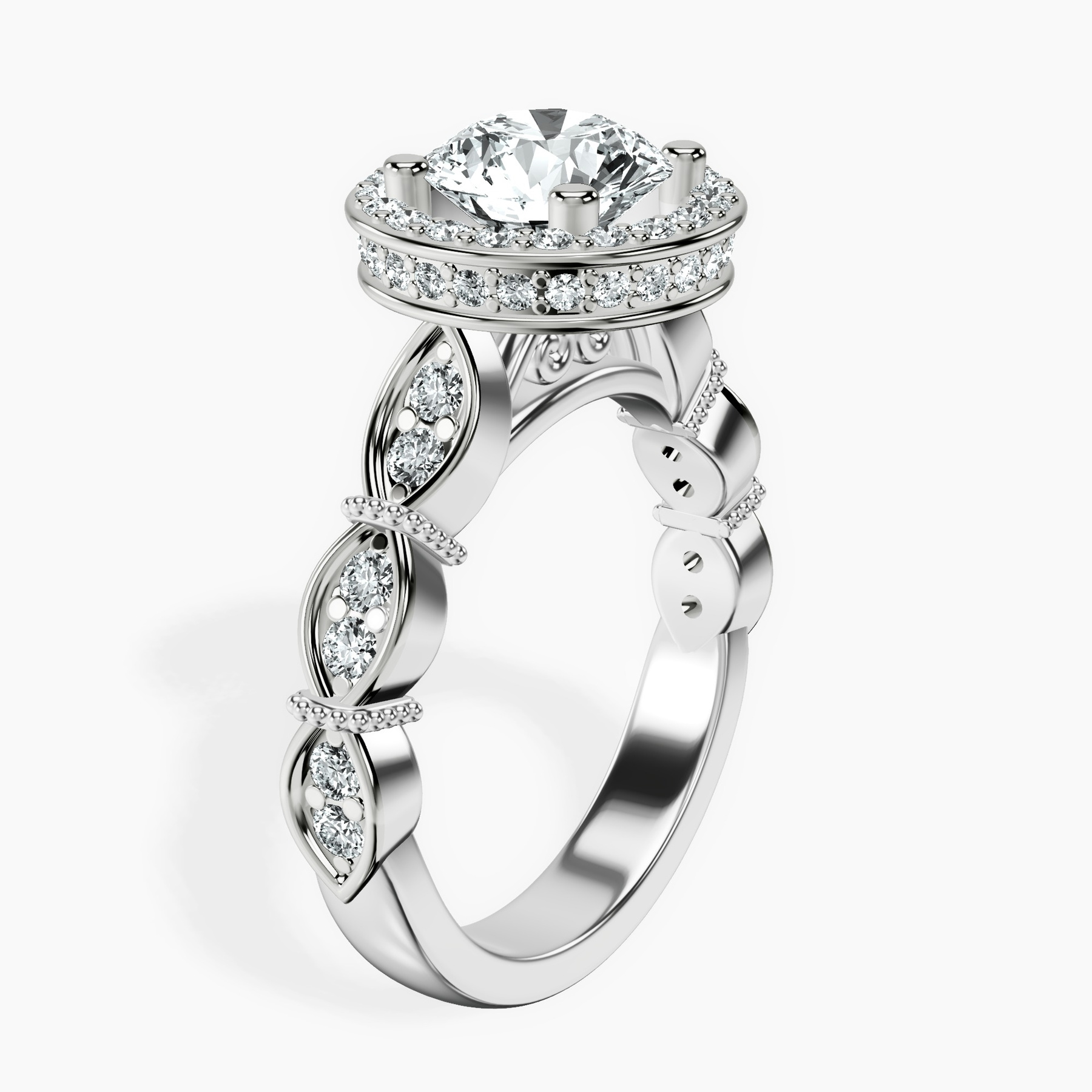 10kt White Gold Micaela Halo Lab Diamond Ring standing product image one