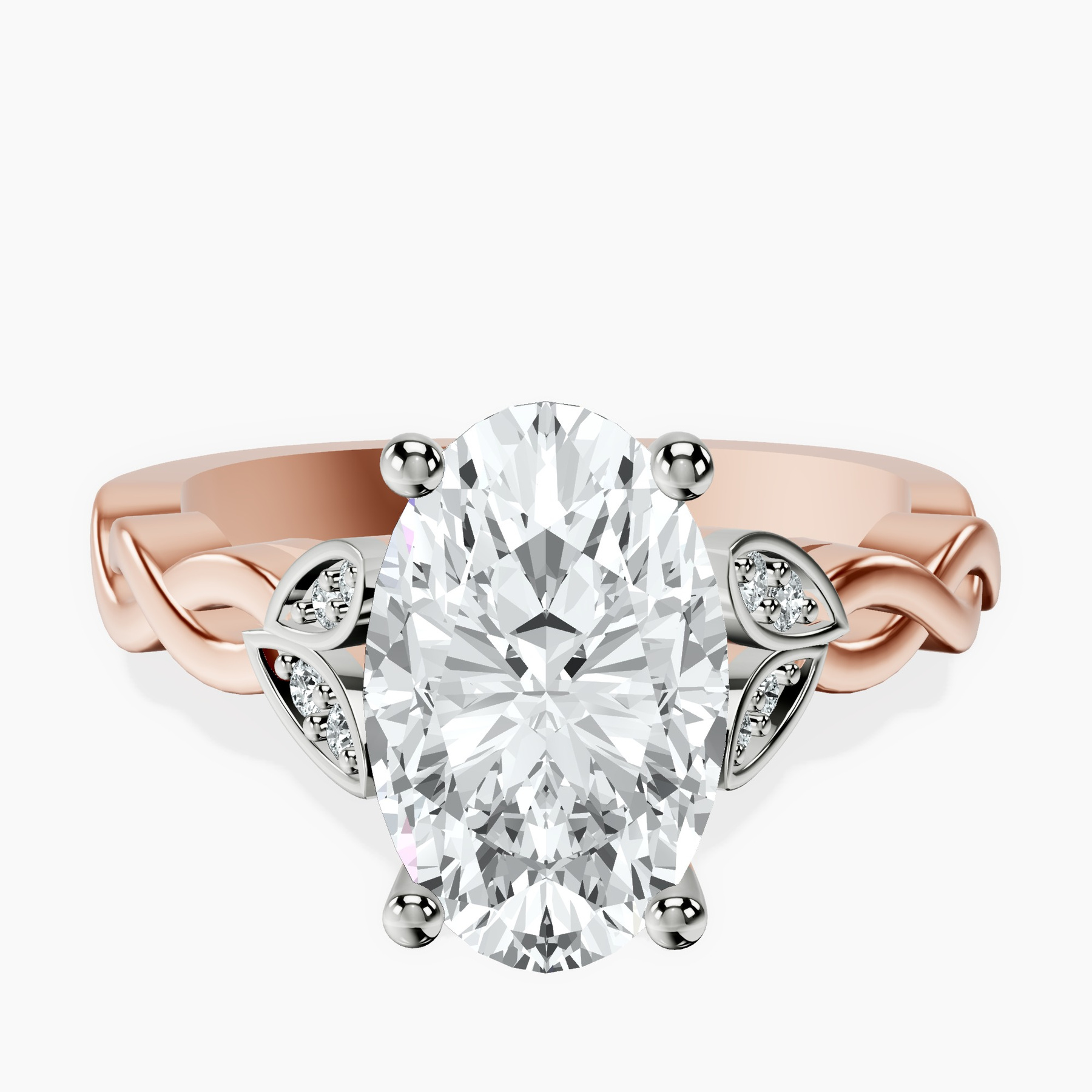 2.06 ct. oval Letitia Side Stone Ring in 14kt rose gold rtr top