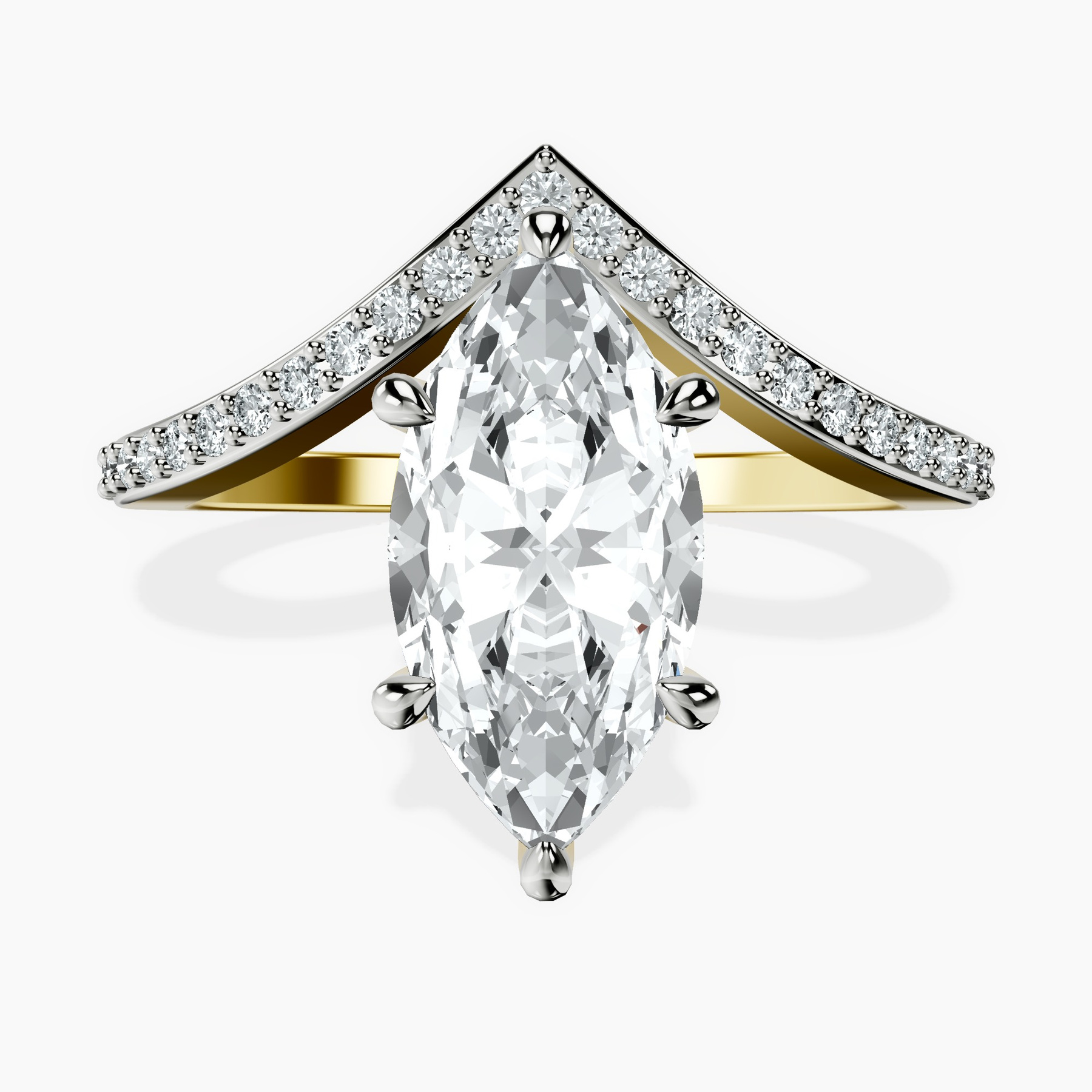 2.92 ct. marquise Zelda Chevron Ring in 10kt yellow gold rtr top