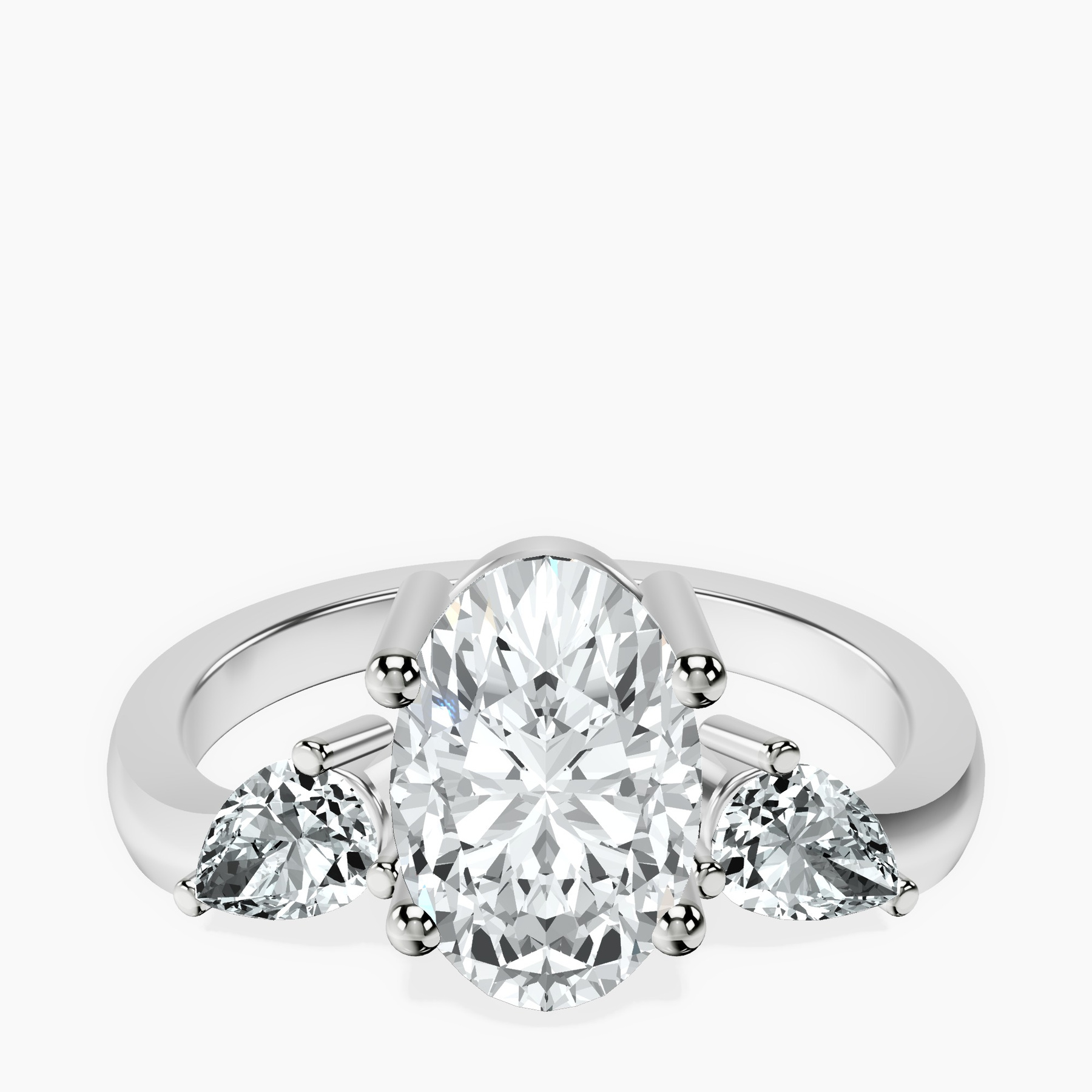 2.06 ct. oval Joella Chevron Ring in 14kt white gold rtr top
