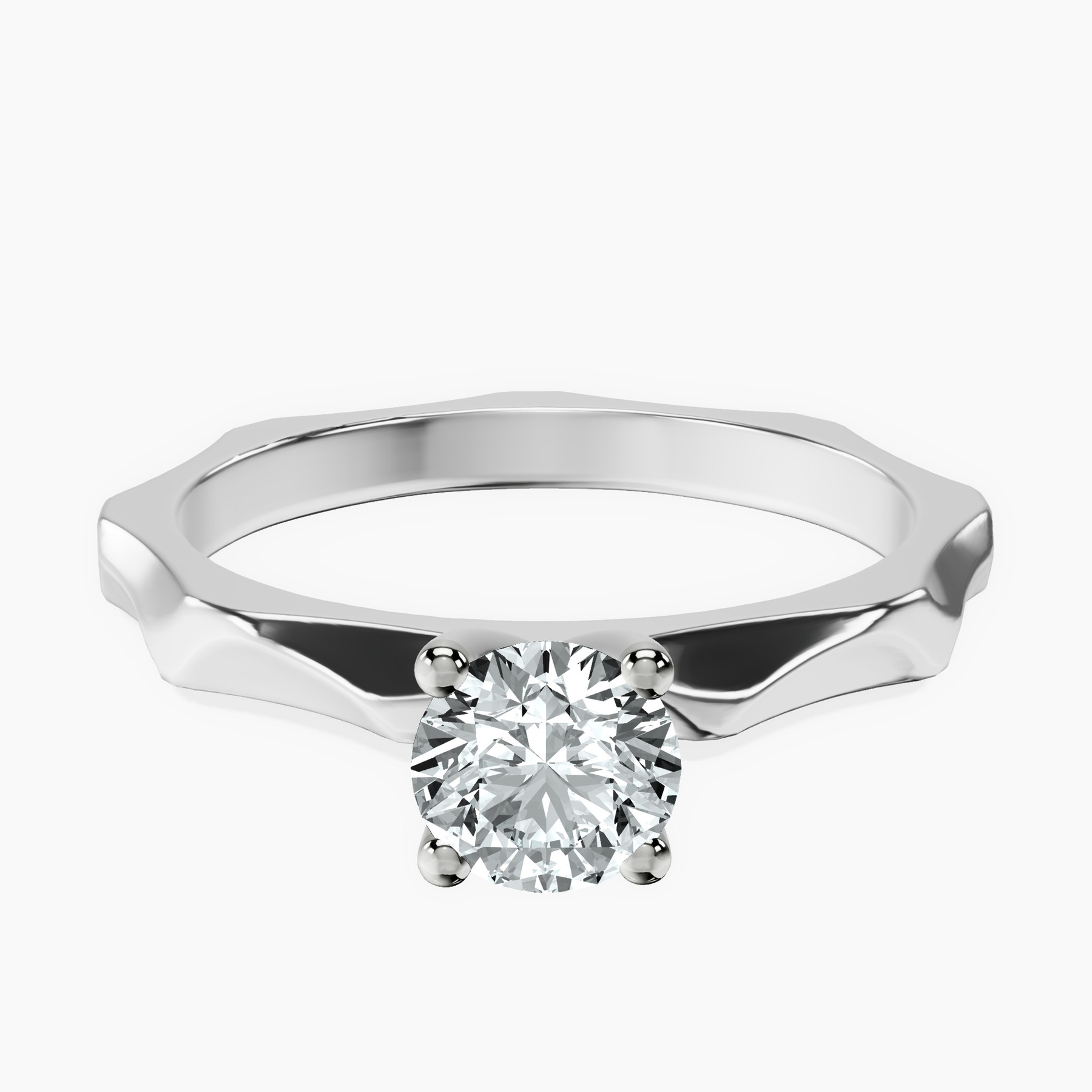 Platinum Magnolia Texture Solitaire Lab Diamond Ring front image