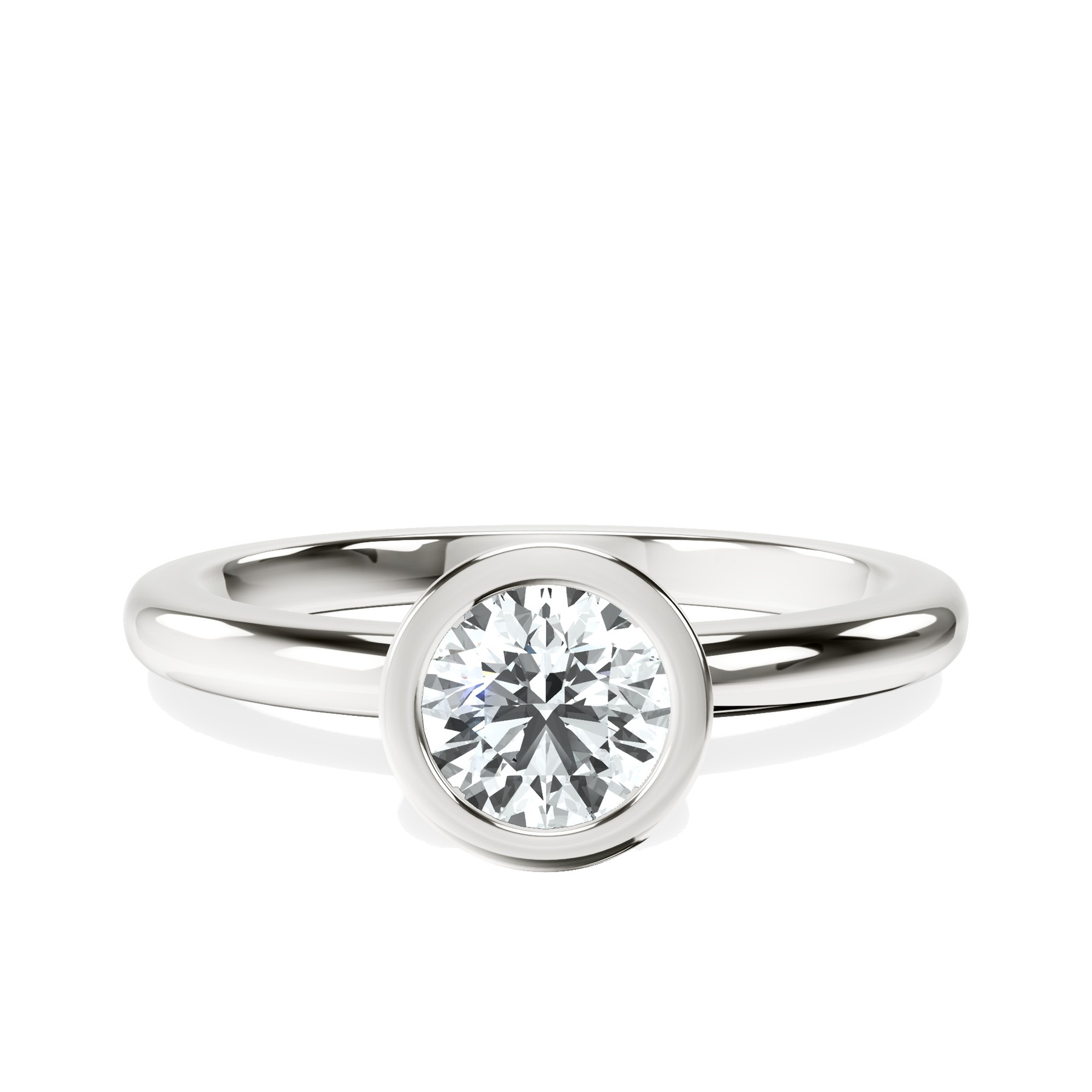 14kt White Gold Eugenia Classic Bezel Solitaire Lab Diamond Ring front image