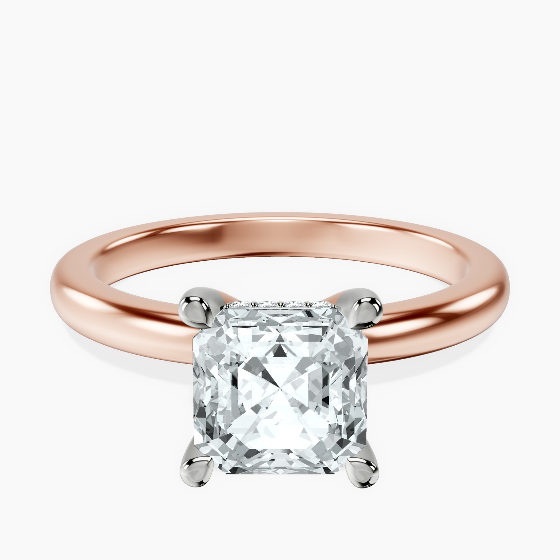18ct Rose Gold Mildred Hidden Halo Solitaire Lab Diamond Ring front image