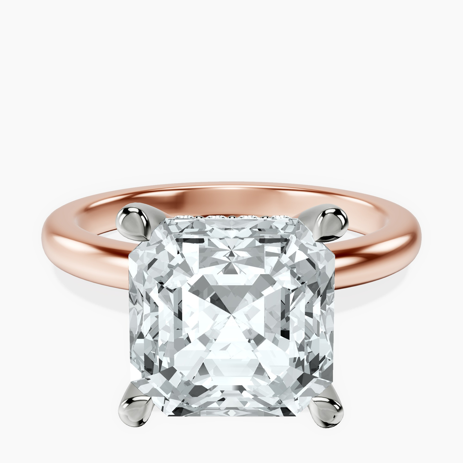 10kt Rose Gold Mildred Hidden Halo Solitaire Lab Diamond Ring front image