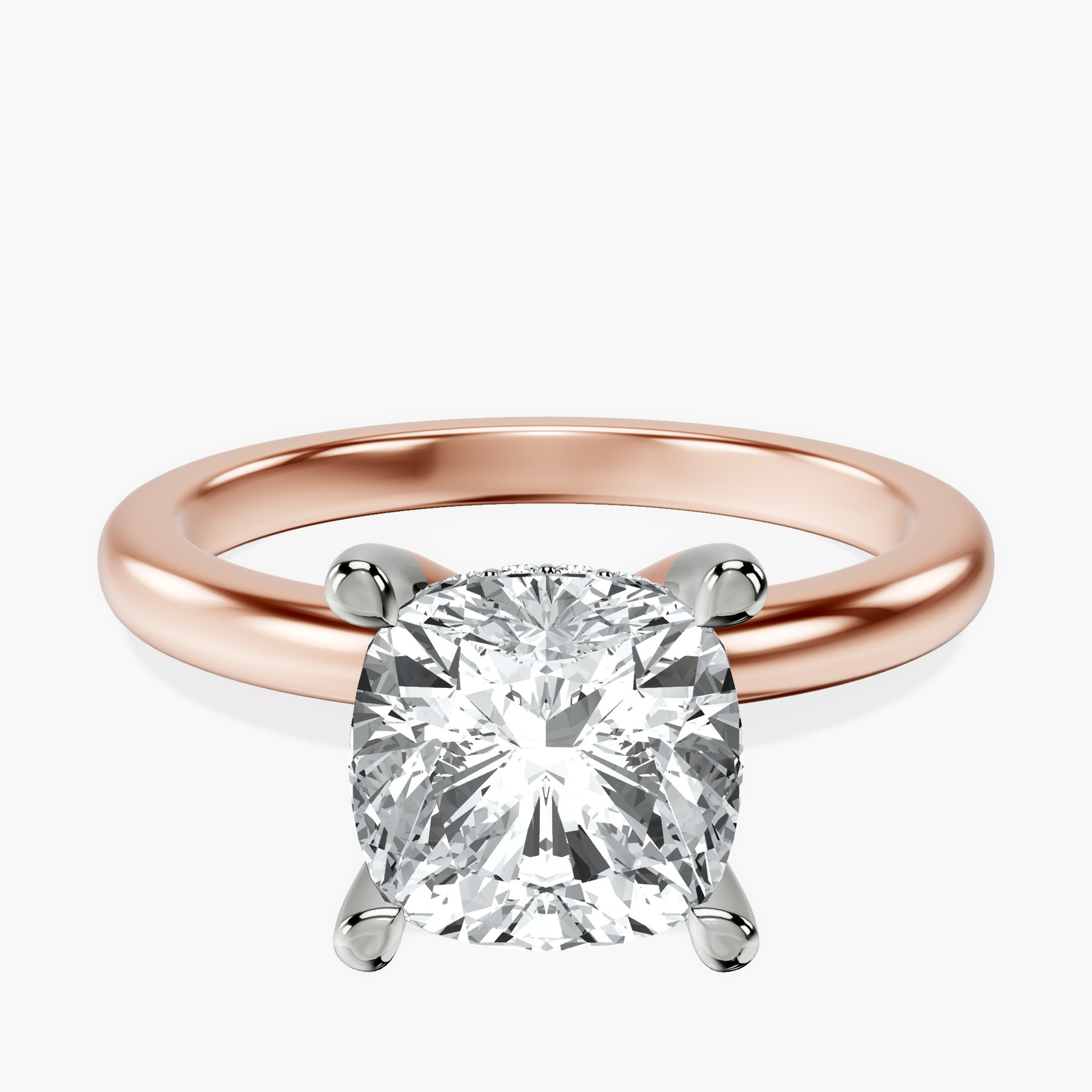 18kt Rose Gold Mildred Hidden Halo Solitaire Lab Diamond Ring front image