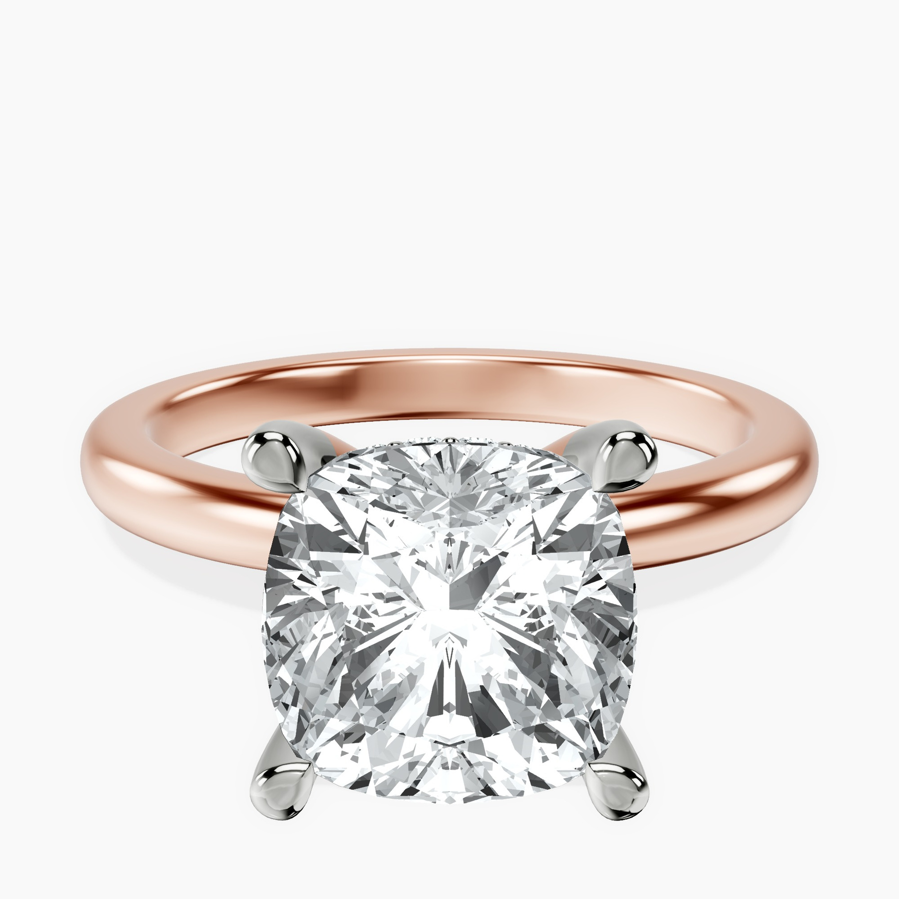 10kt Rose Gold Mildred Hidden Halo Solitaire Lab Diamond Ring front image