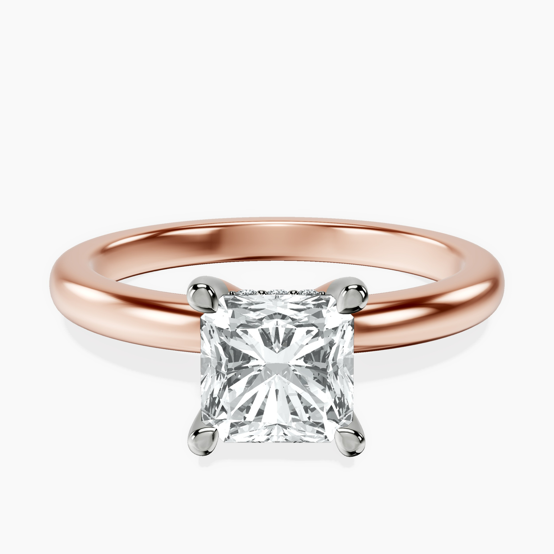 10kt Rose Gold Mildred Hidden Halo Solitaire Lab Diamond Ring front image
