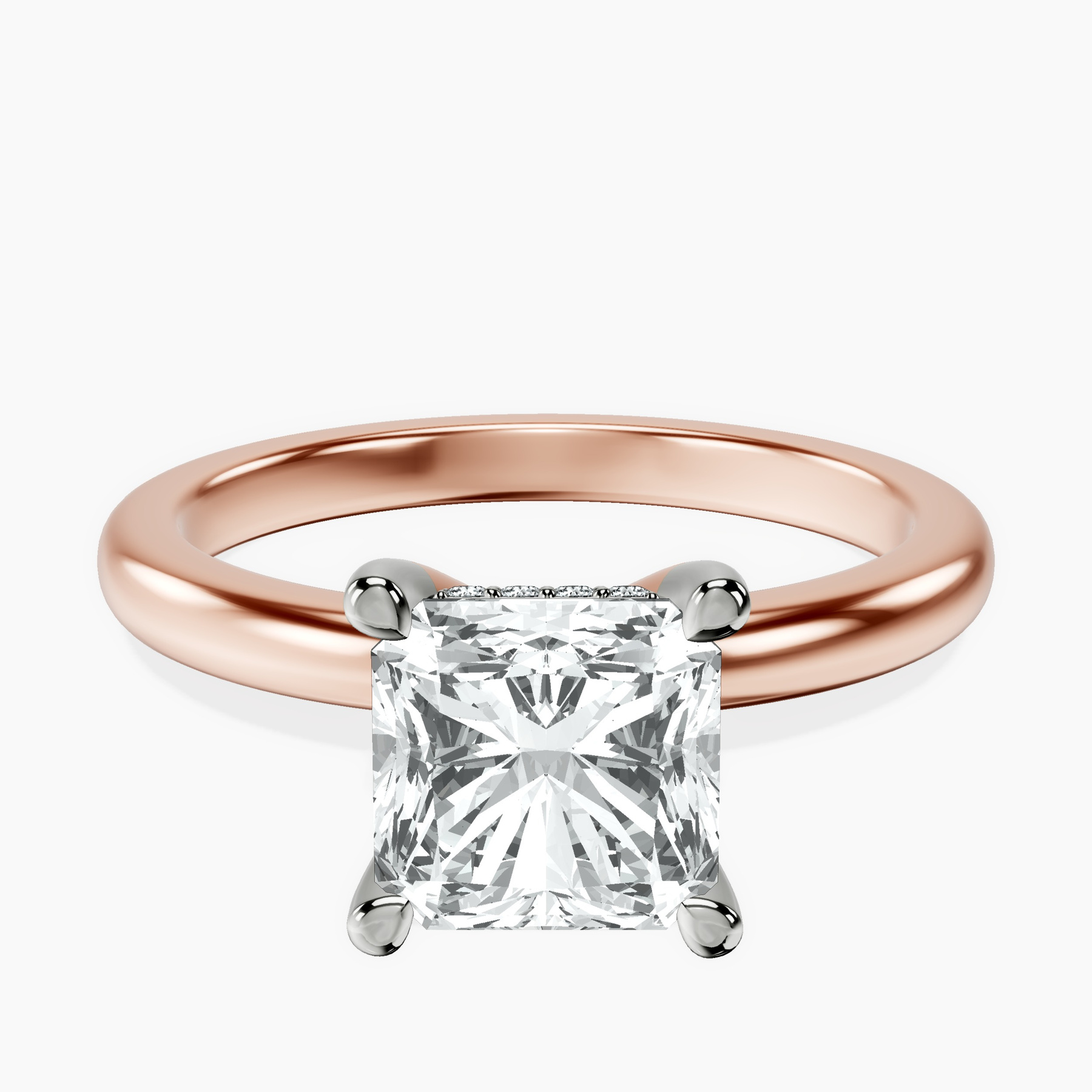 18ct Rose Gold Mildred Hidden Halo Solitaire Lab Diamond Ring front image