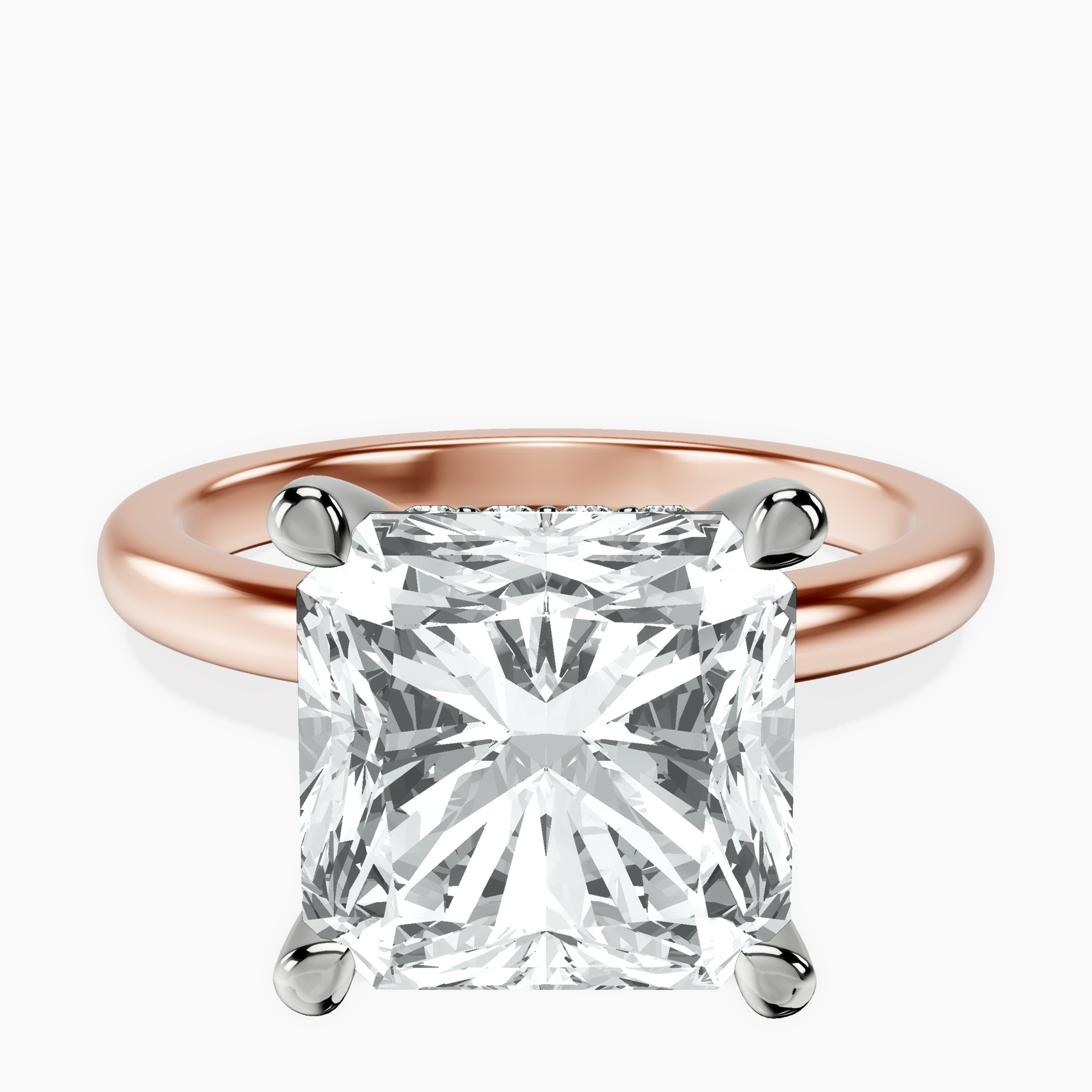 14kt Rose Gold Mildred Hidden Halo Solitaire Lab Diamond Ring front image