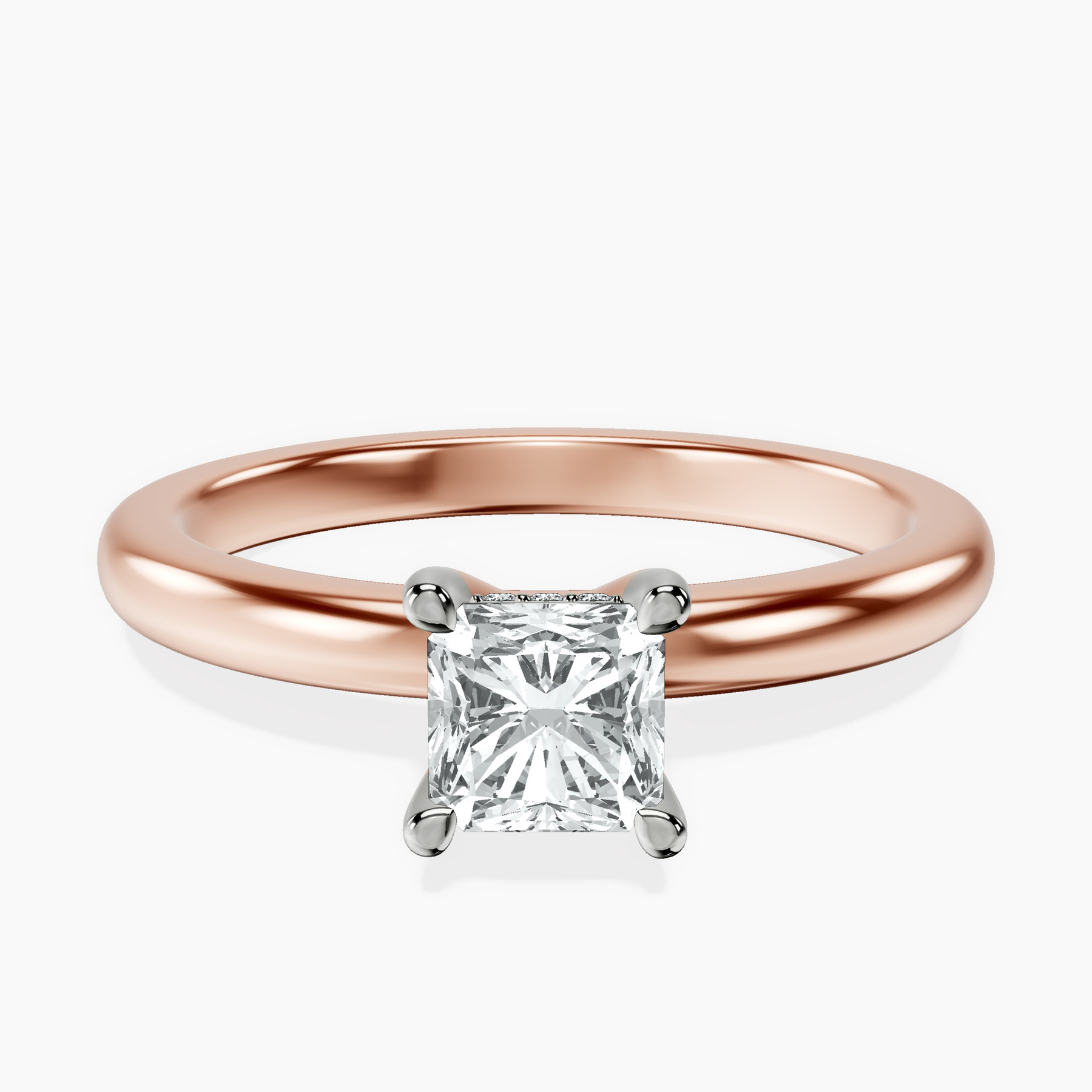 10kt Rose Gold Mildred Hidden Halo Solitaire Lab Diamond Ring front image