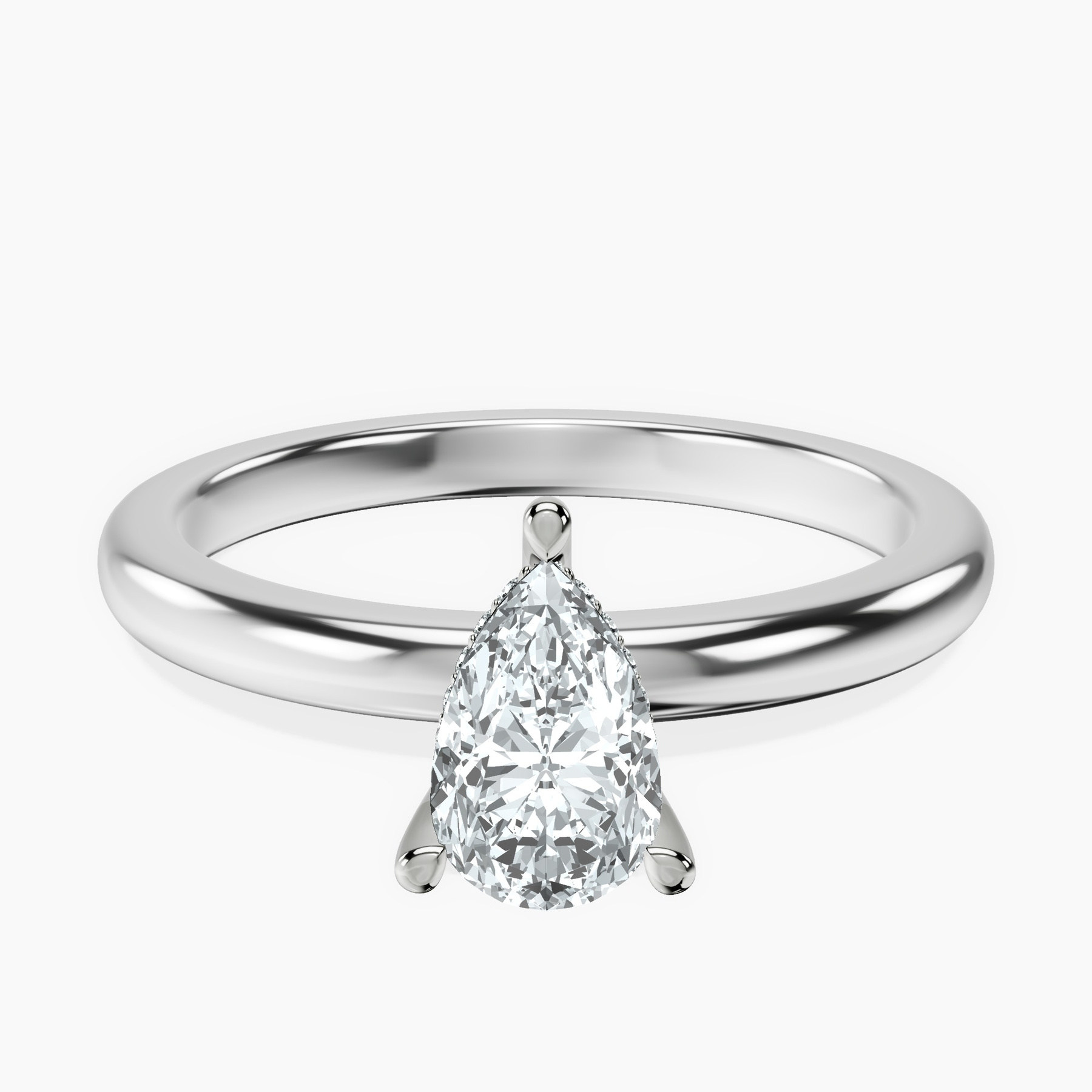 18kt White Gold Mildred Hidden Halo Solitaire Lab Diamond Ring front image