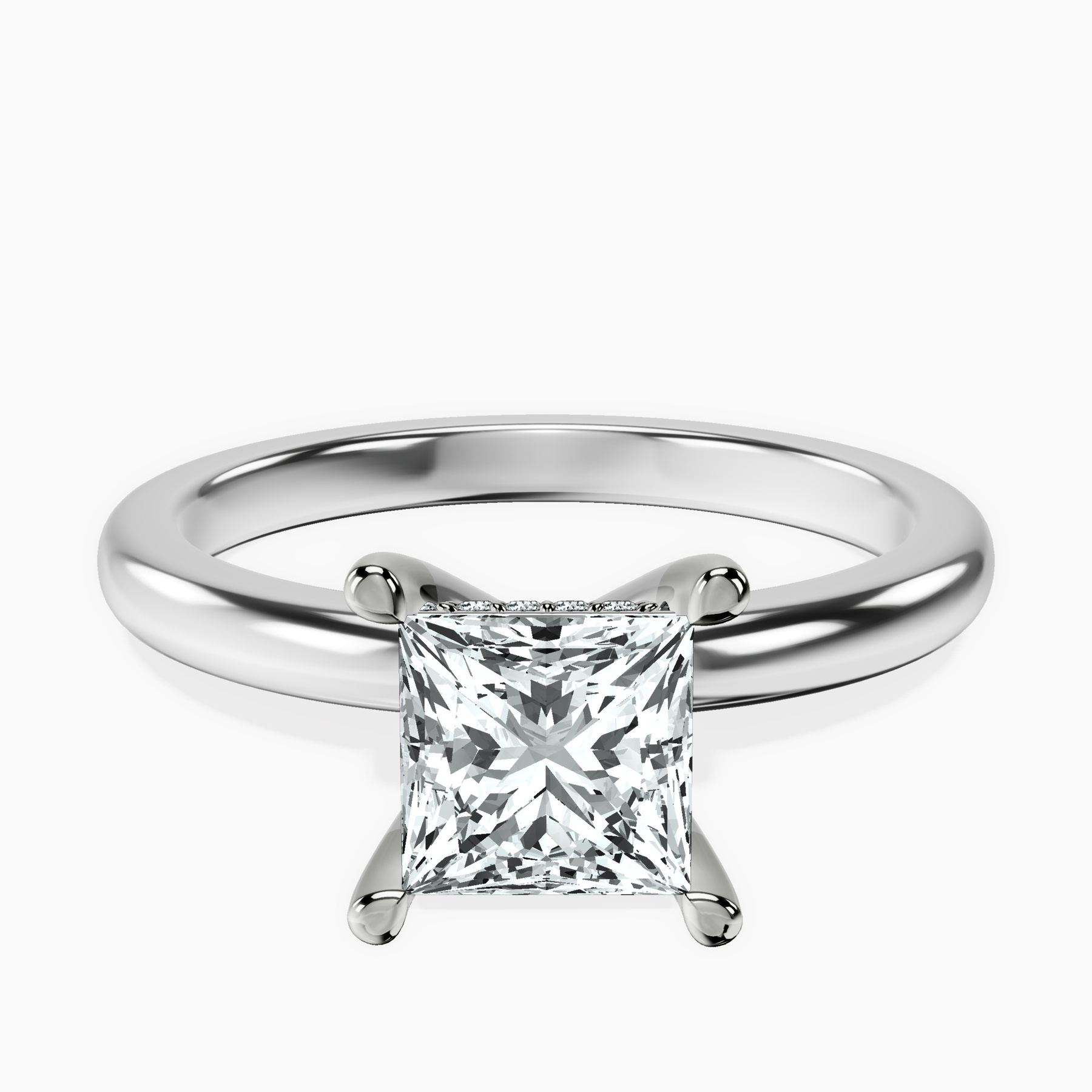 Platinum Mildred Hidden Halo Solitaire Lab Diamond Ring front image