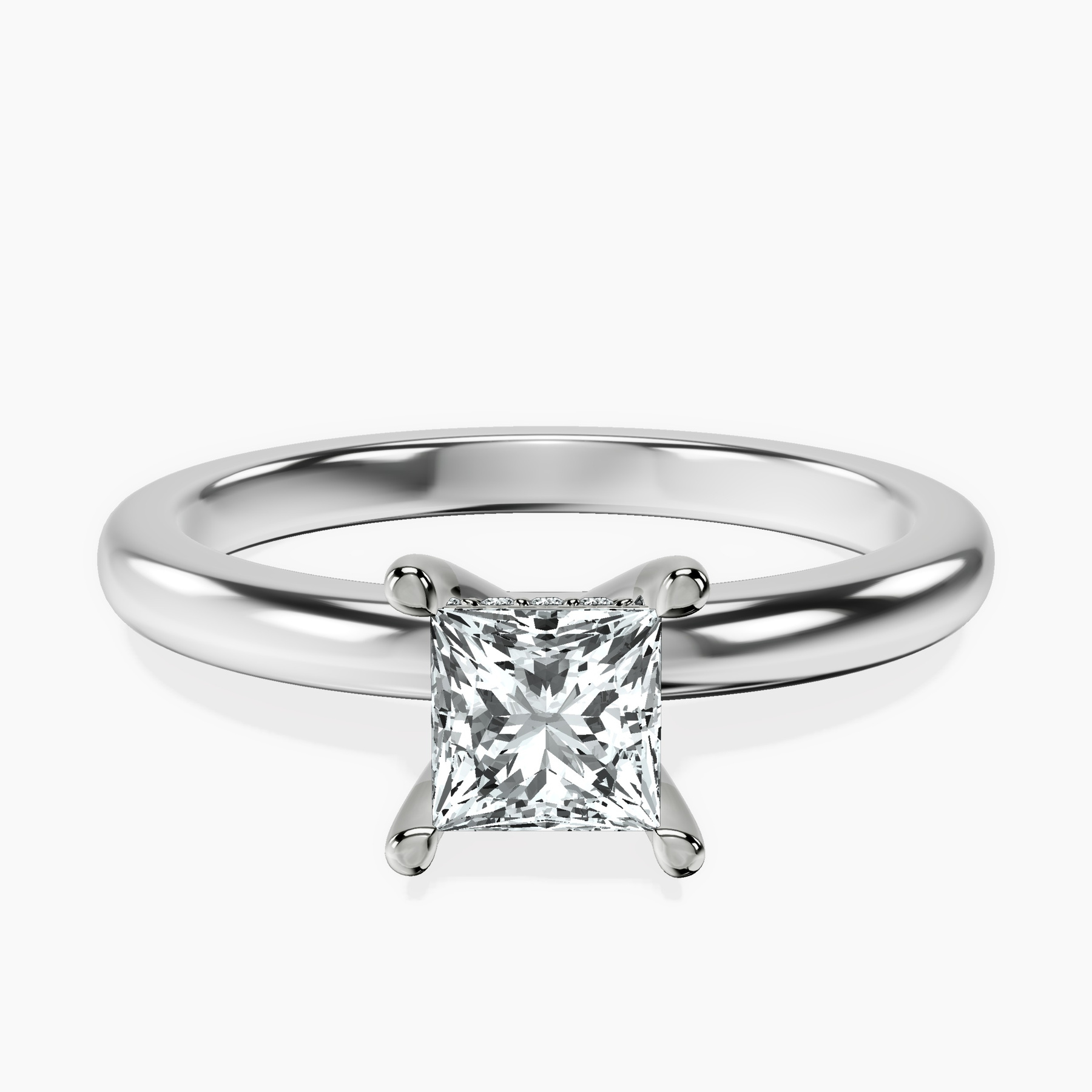 14kt White Gold Mildred Hidden Halo Solitaire Lab Diamond Ring front image