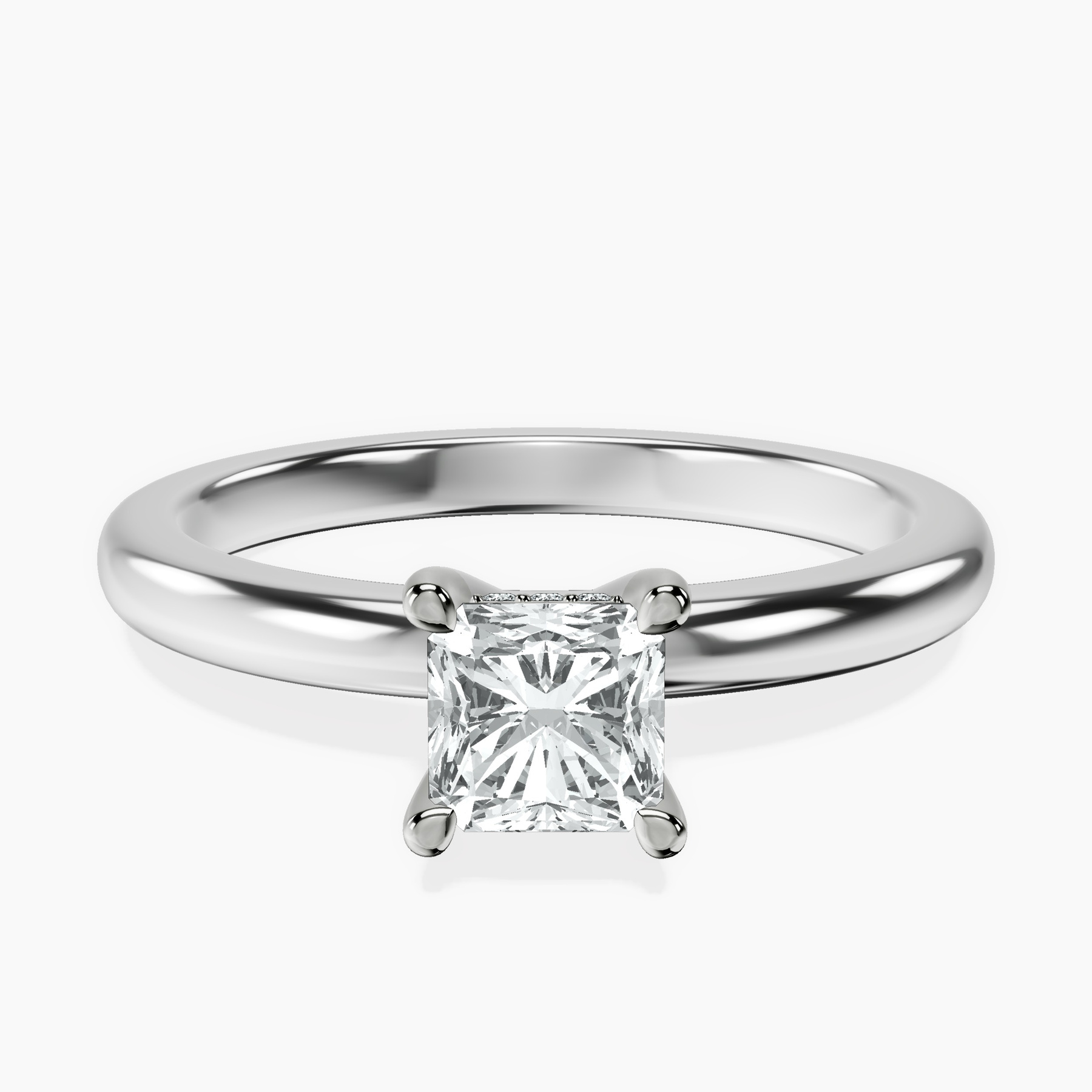 18kt White Gold Mildred Hidden Halo Solitaire Lab Diamond Ring front image