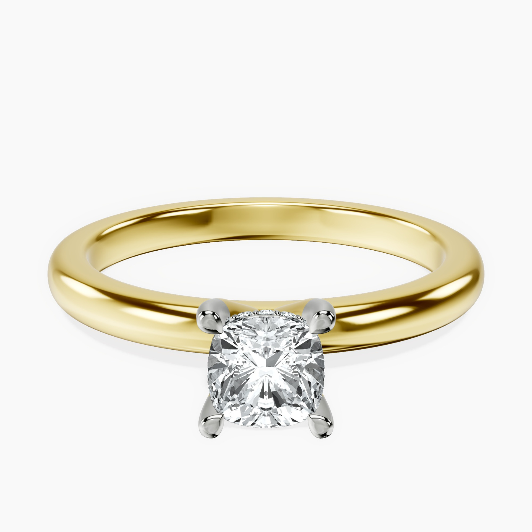 18kt Yellow Gold Mildred Hidden Halo Solitaire Lab Diamond Ring front image