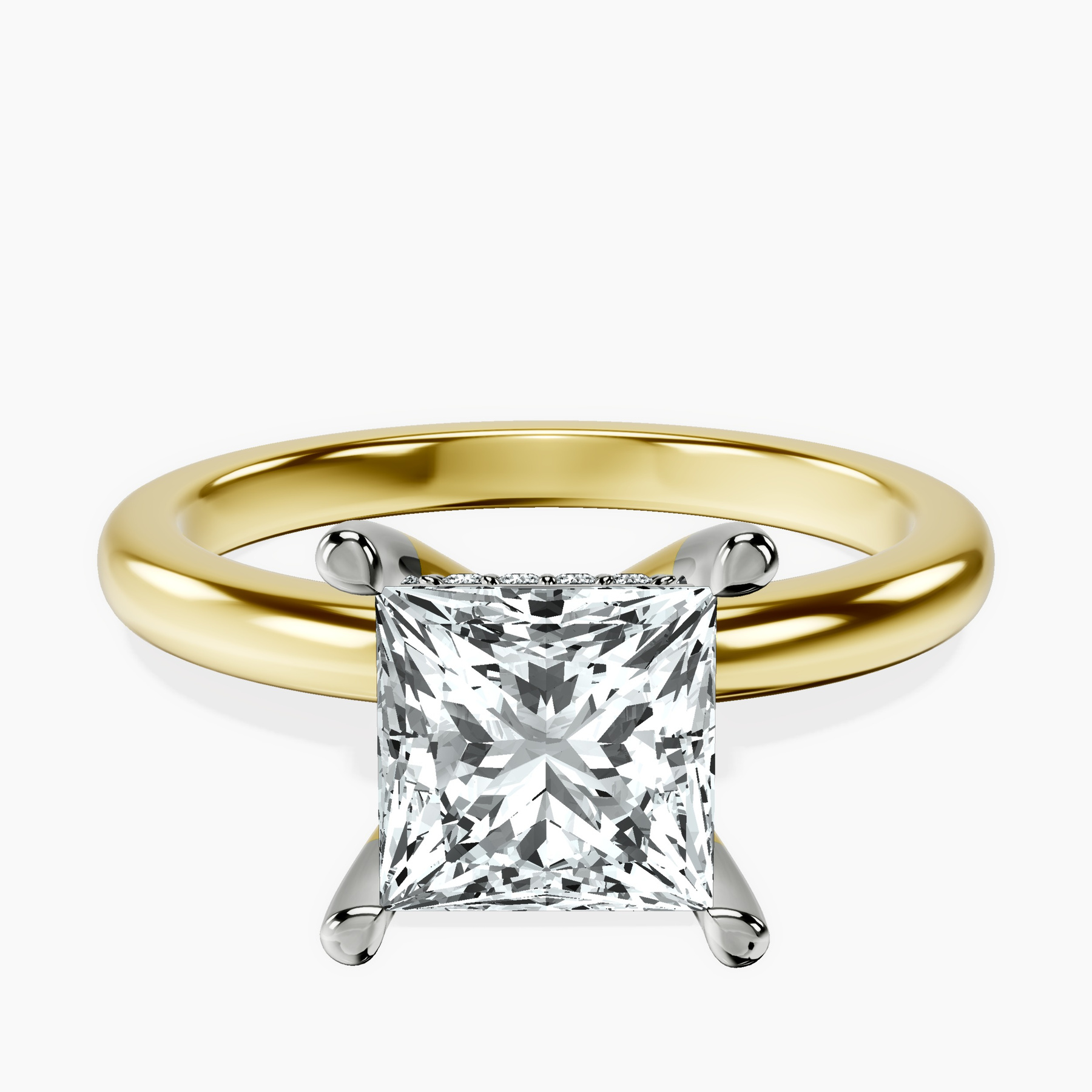 18ct Yellow Gold Mildred Hidden Halo Solitaire Lab Diamond Ring front image