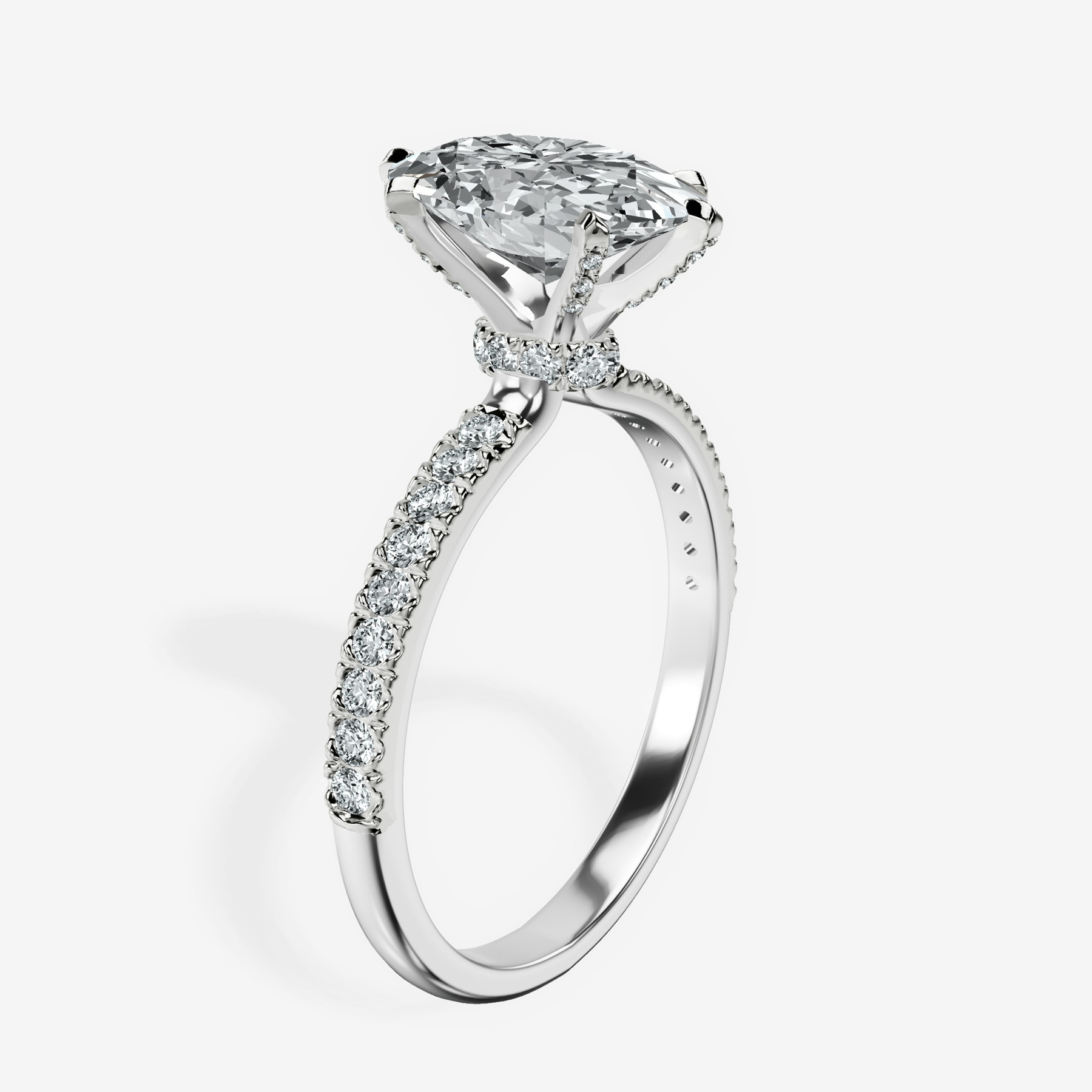 Platinum Mereia Secret Halo Lab Diamond Ring standing product image one