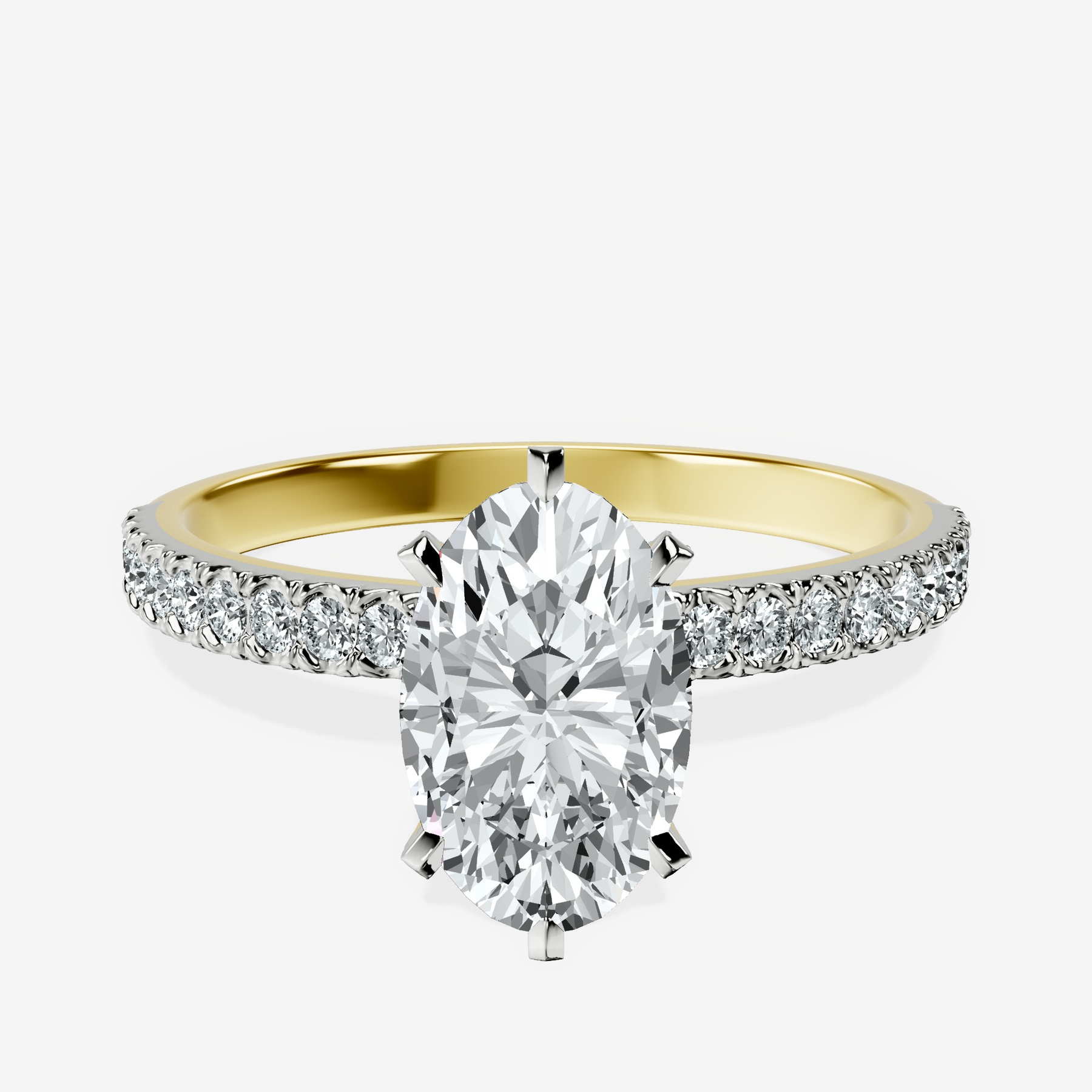 1.80 ct. oval Mereia Secret Halo Ring in 14kt yellow gold rtr top