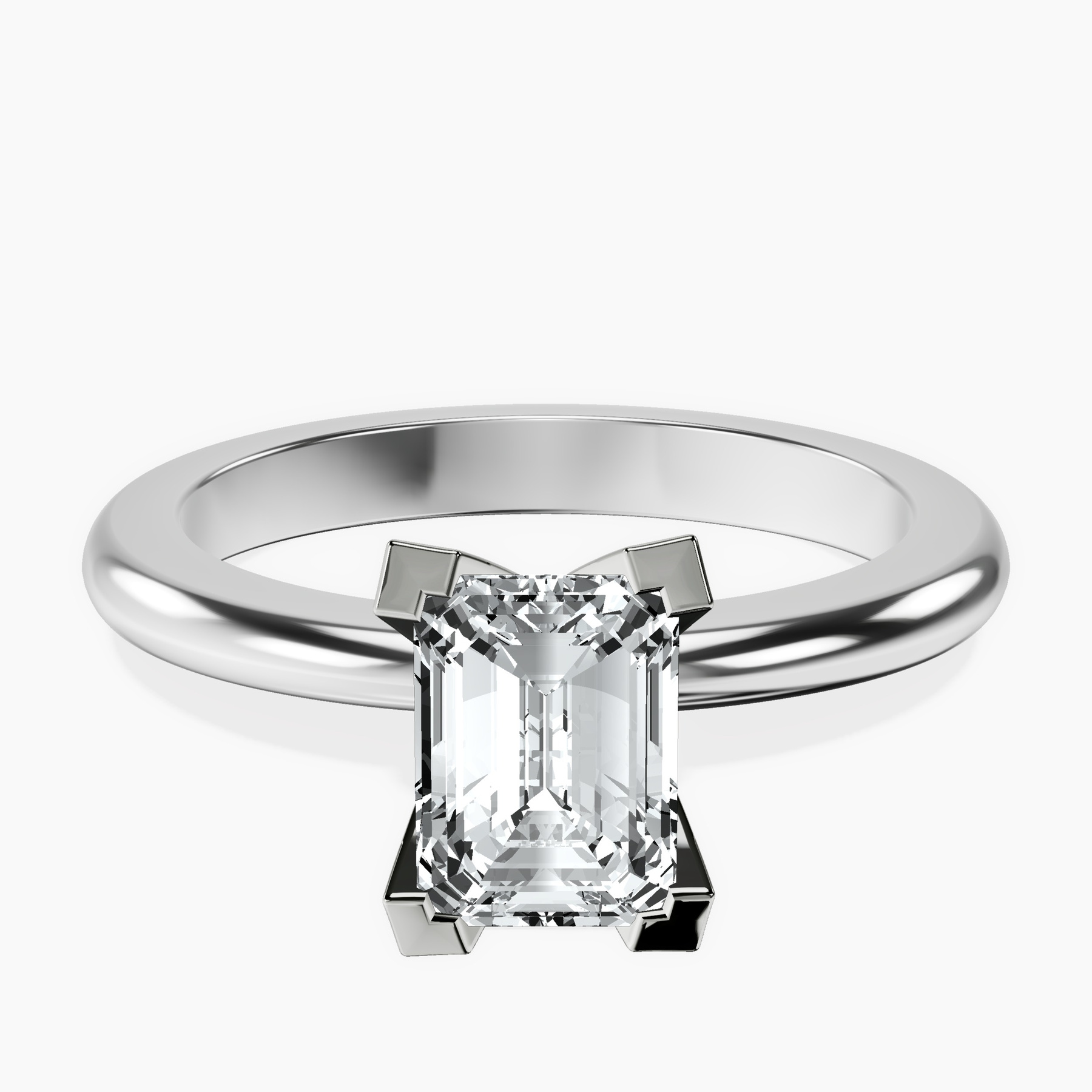 1.09 ct. emerald Cordelia Solitaire Ring in 18kt white gold rtr top