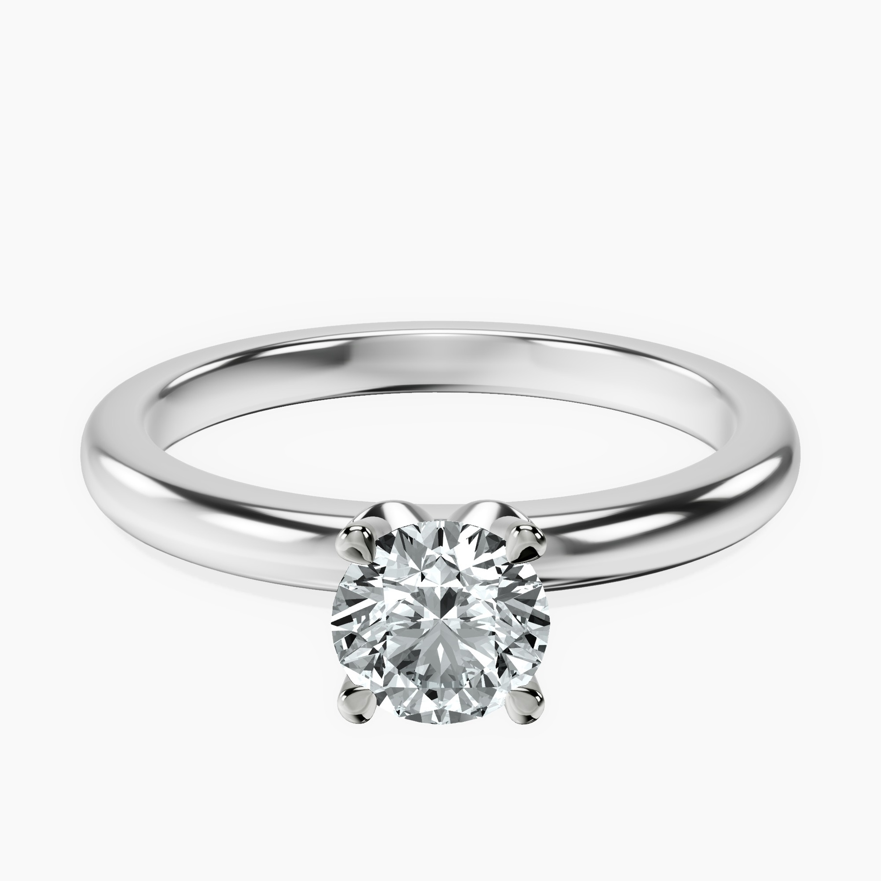 14kt White Gold Matilda Leaf Petal Solitaire Lab Diamond Ring front image