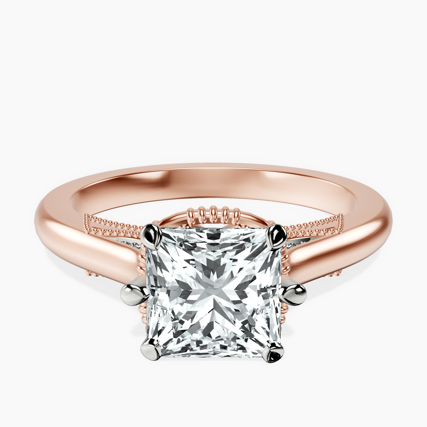 2.80 ct. princess Esther Solitaire Ring in 14kt rose gold rtr top