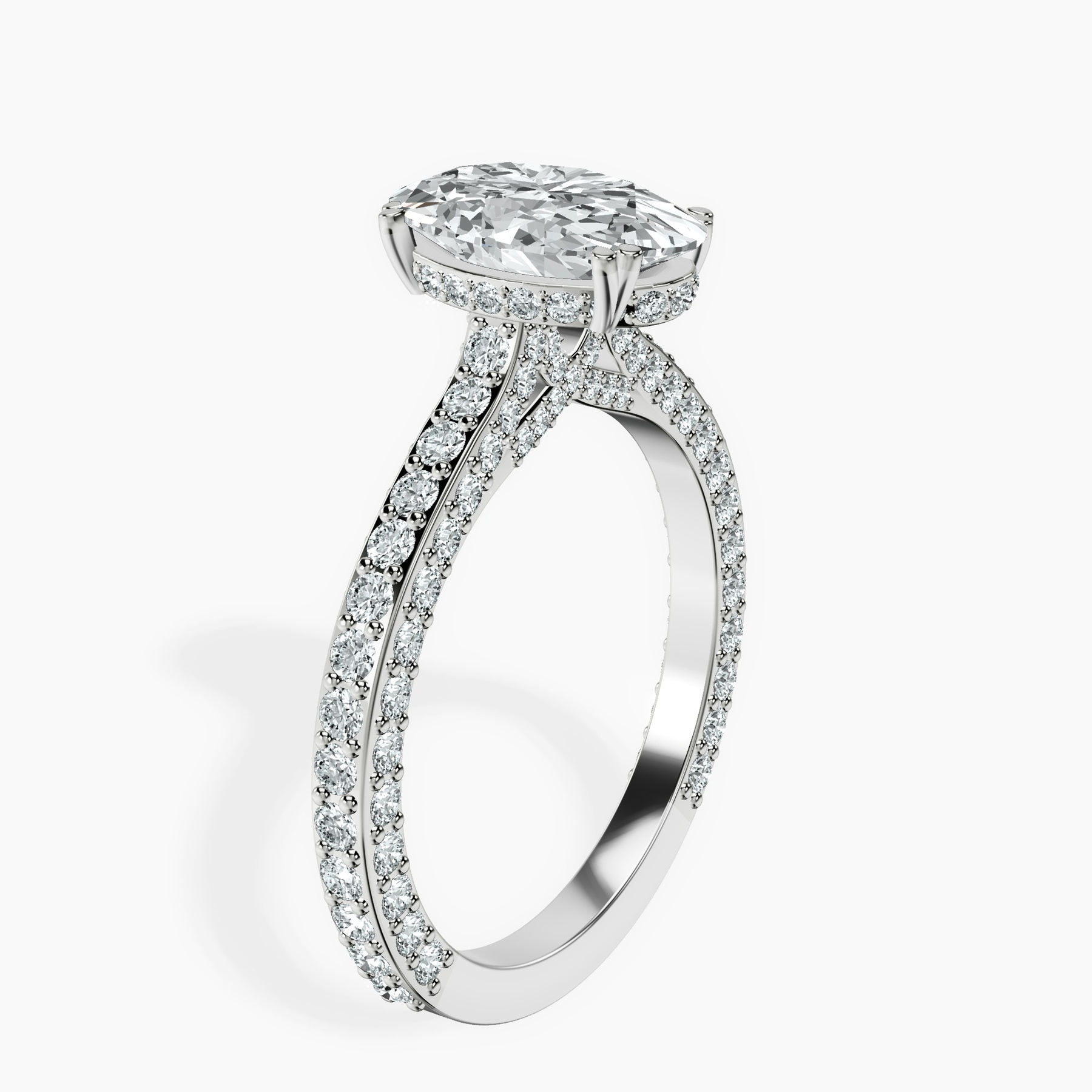 10kt White Gold Eternia Criss Cross Side Halo Lab Diamond Ring standing product image one