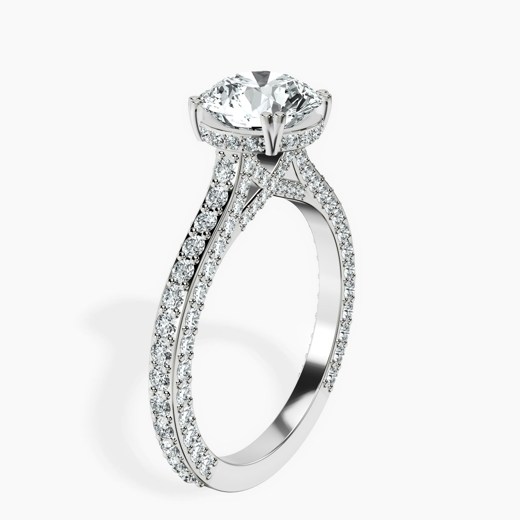 10kt White Gold Eternia Criss Cross Side Halo Lab Diamond Ring standing product image one