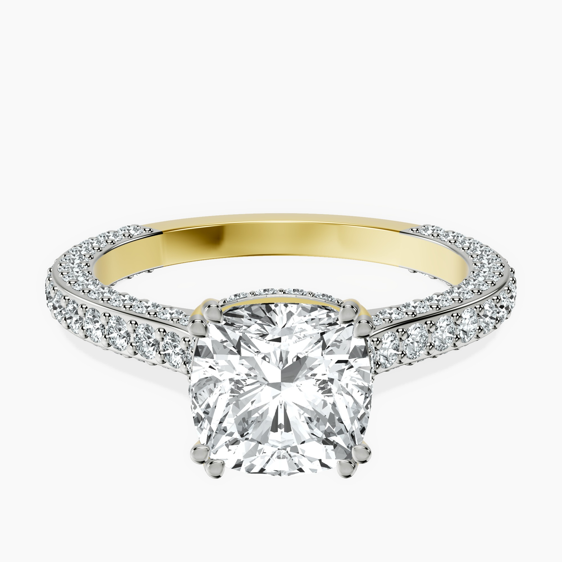 18kt Yellow Gold Eternia Criss Cross Side Halo Lab Diamond Ring front image