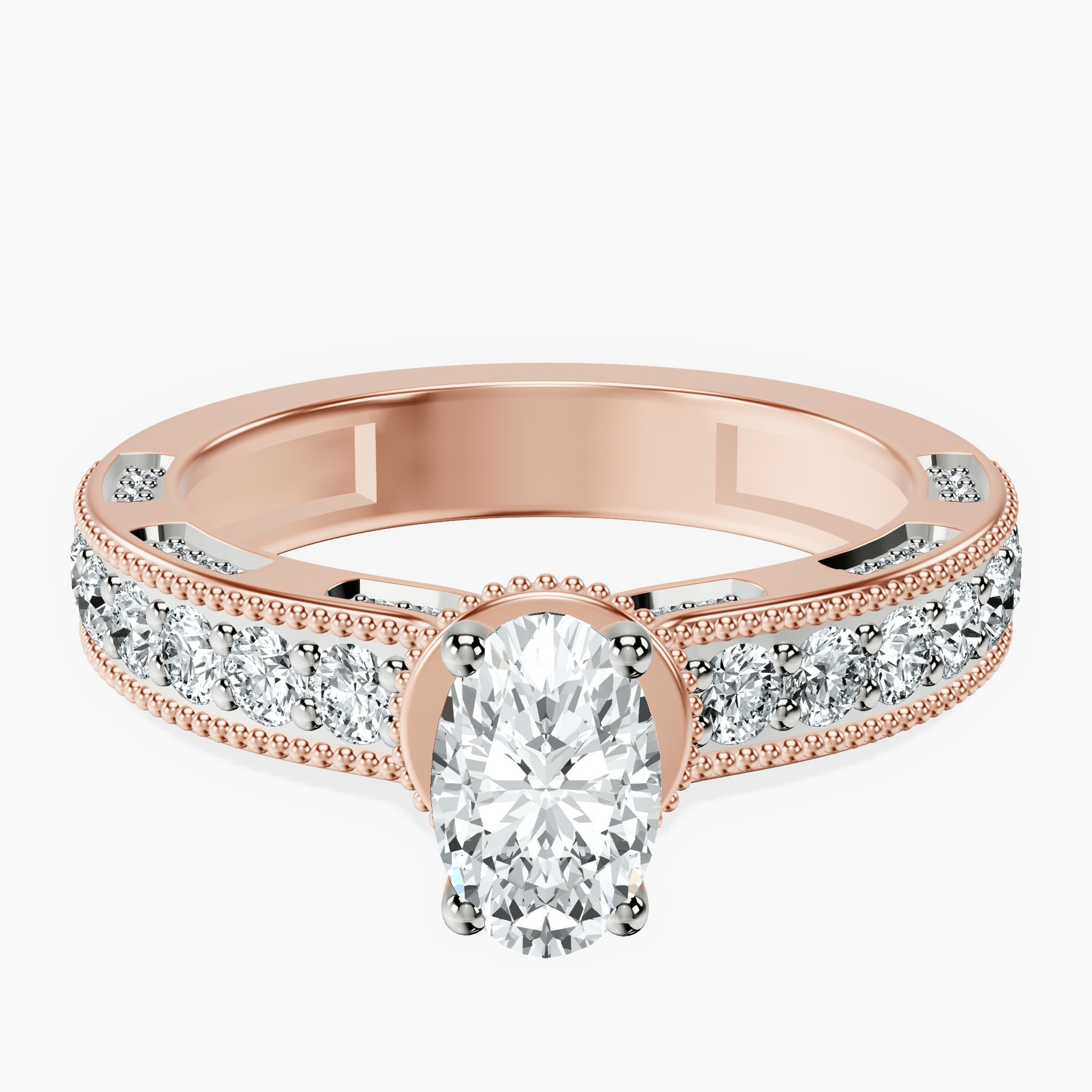 14kt Rose Gold Regalia Milgrain Lab Diamond Ring front image