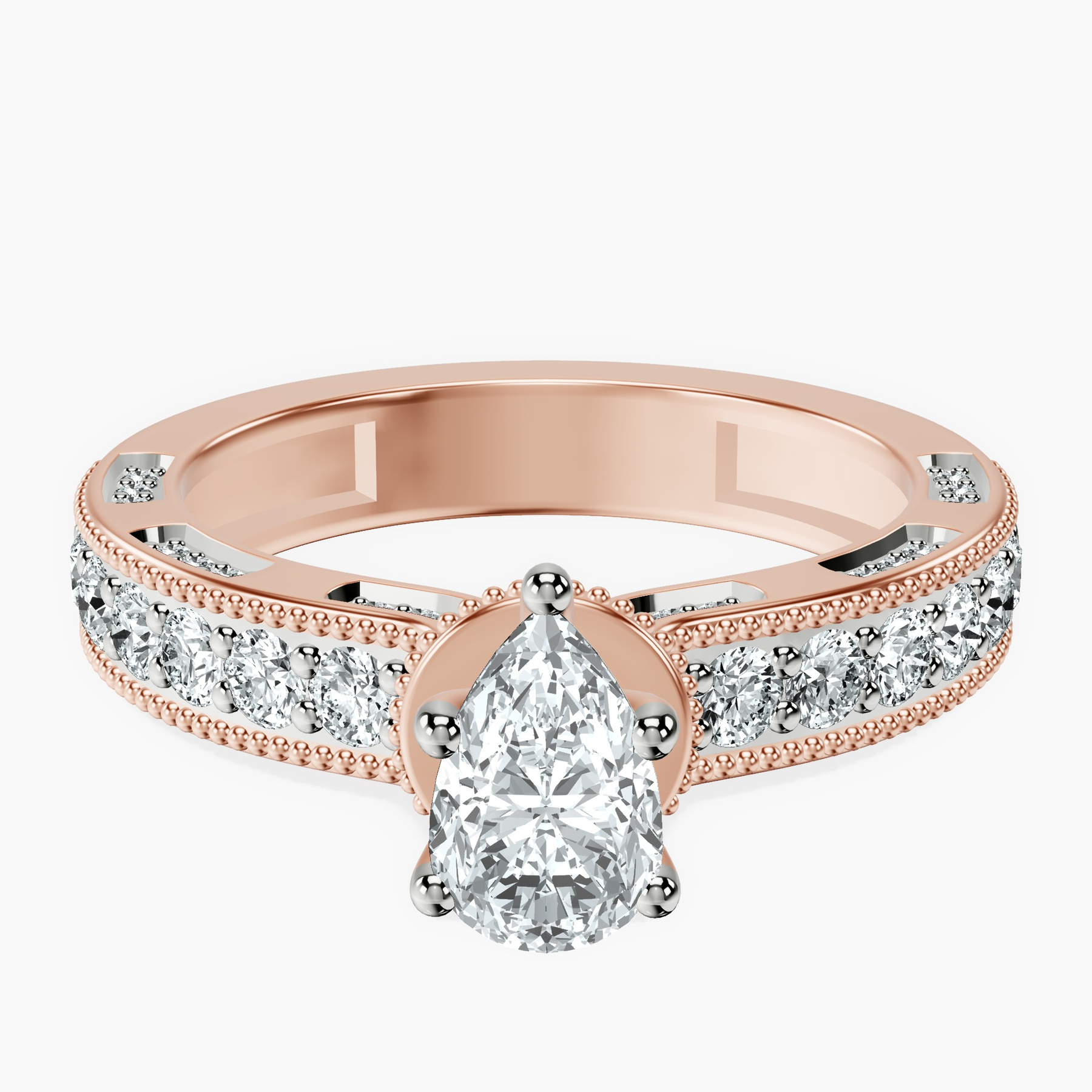 14kt Rose Gold Regalia Milgrain Lab Diamond Ring front image