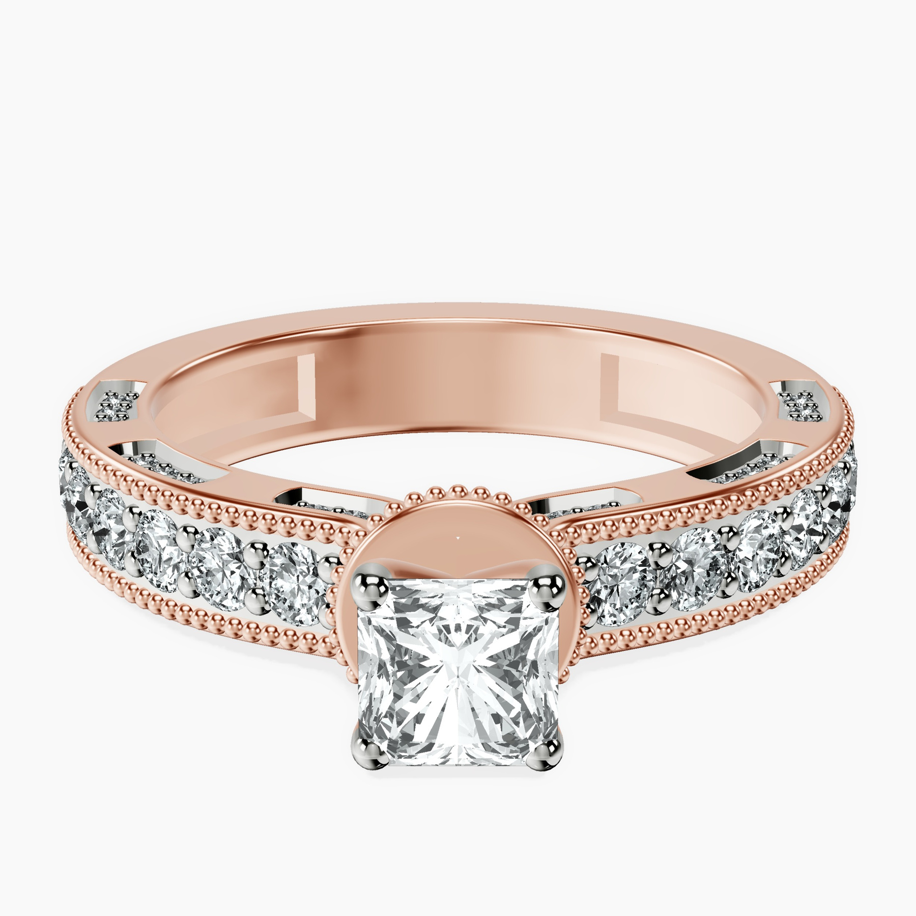 14kt Rose Gold Regalia Milgrain Lab Diamond Ring front image