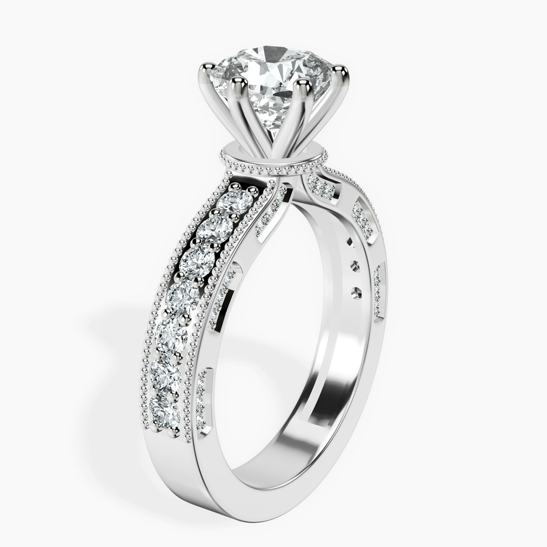 10kt White Gold Regalia Milgrain Lab Diamond Ring standing product image one