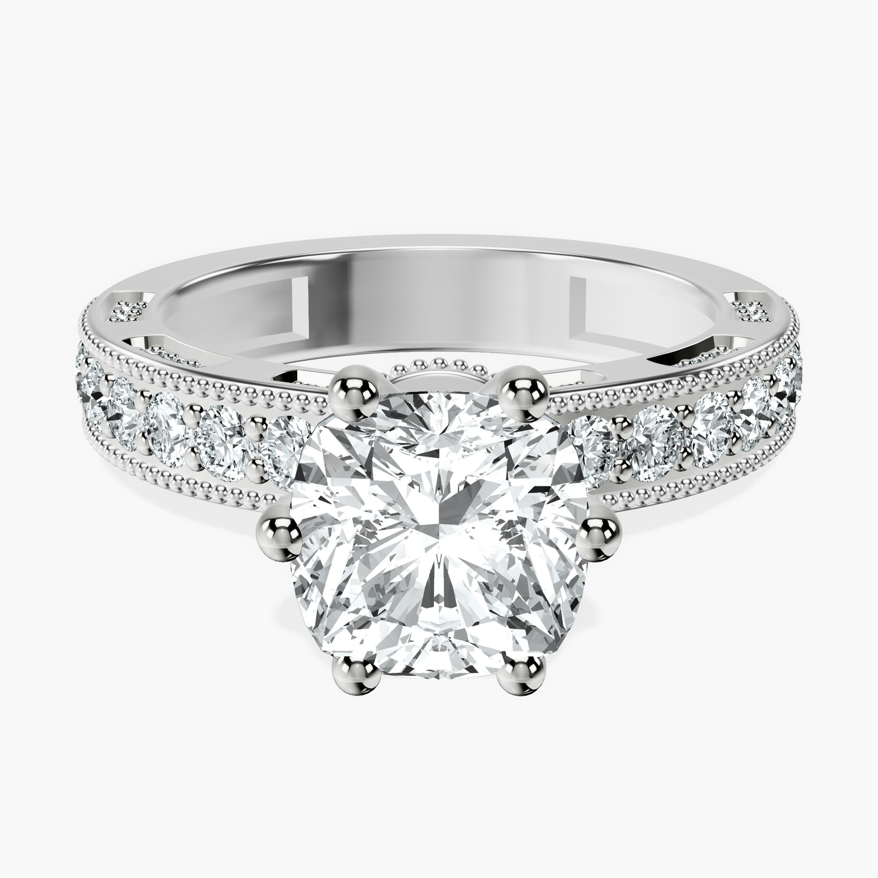 18kt White Gold Regalia Milgrain Lab Diamond Ring front image