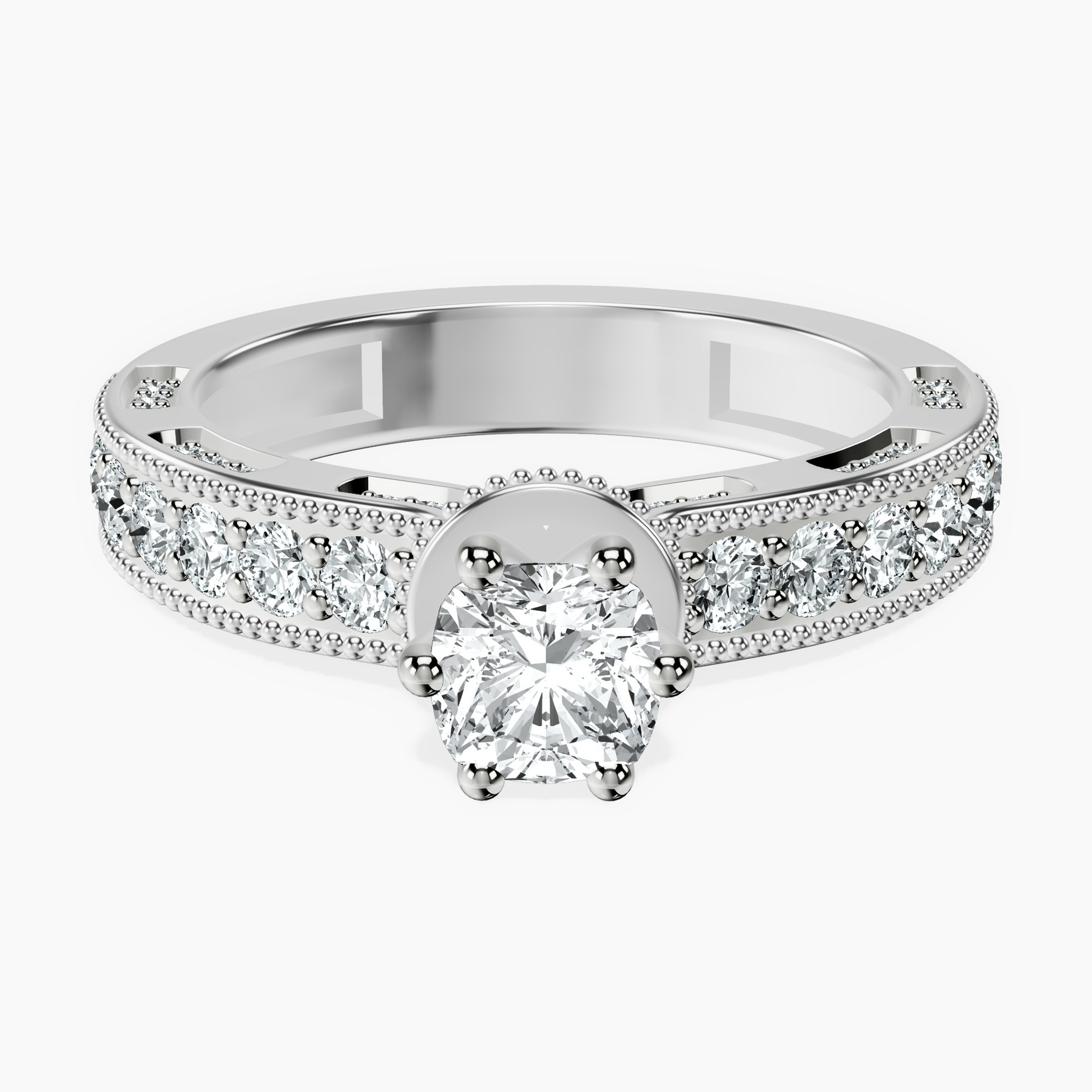 10kt White Gold Regalia Milgrain Lab Diamond Ring front image