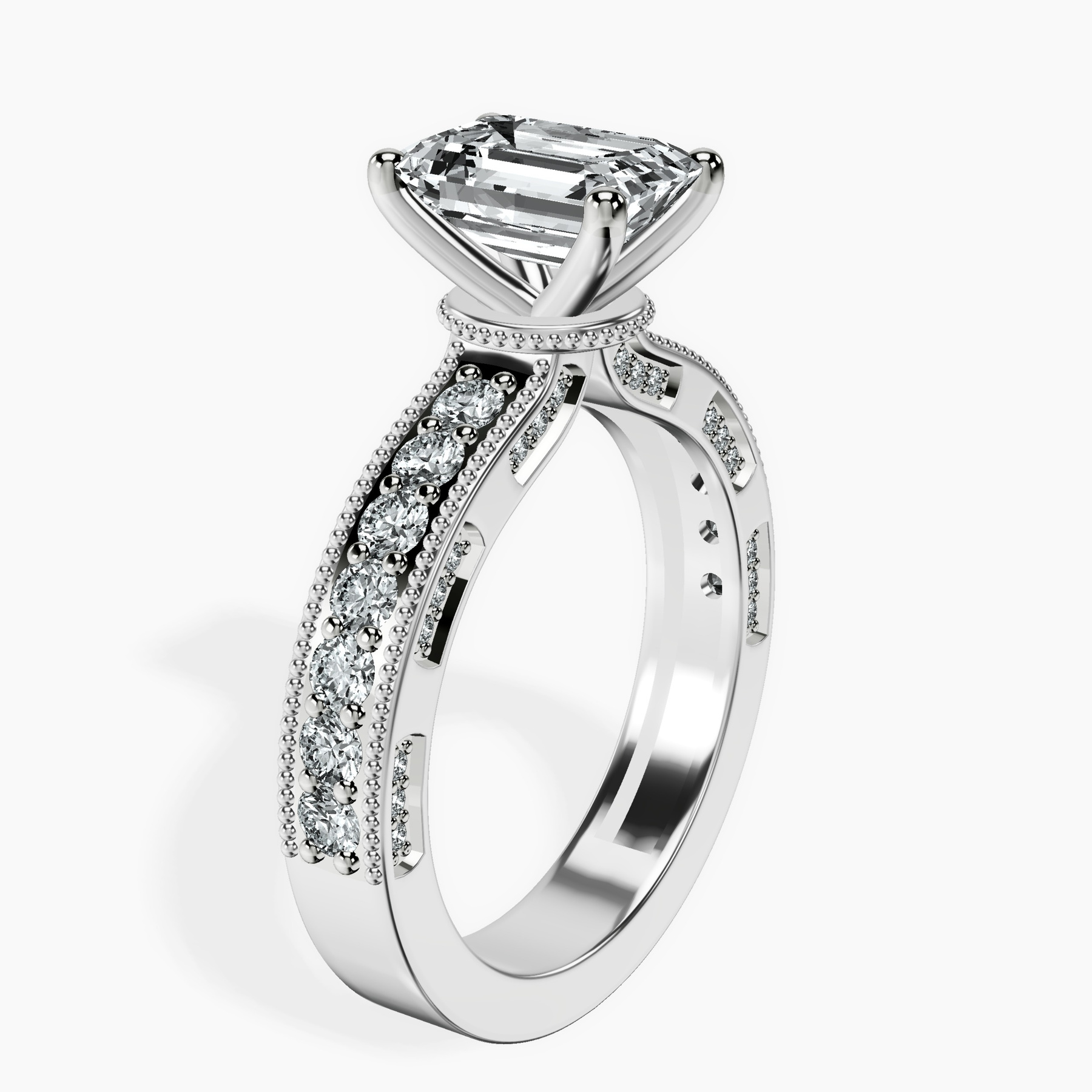 10kt White Gold Regalia Milgrain Lab Diamond Ring standing product image one