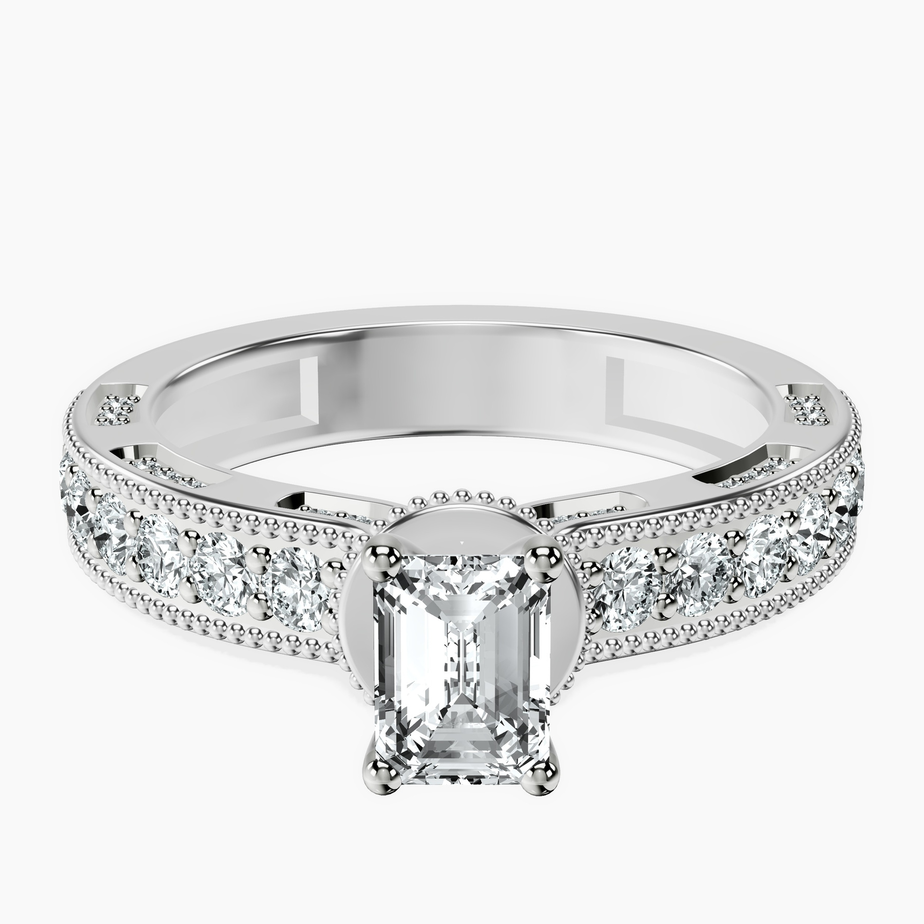 10kt White Gold Regalia Milgrain Lab Diamond Ring front image