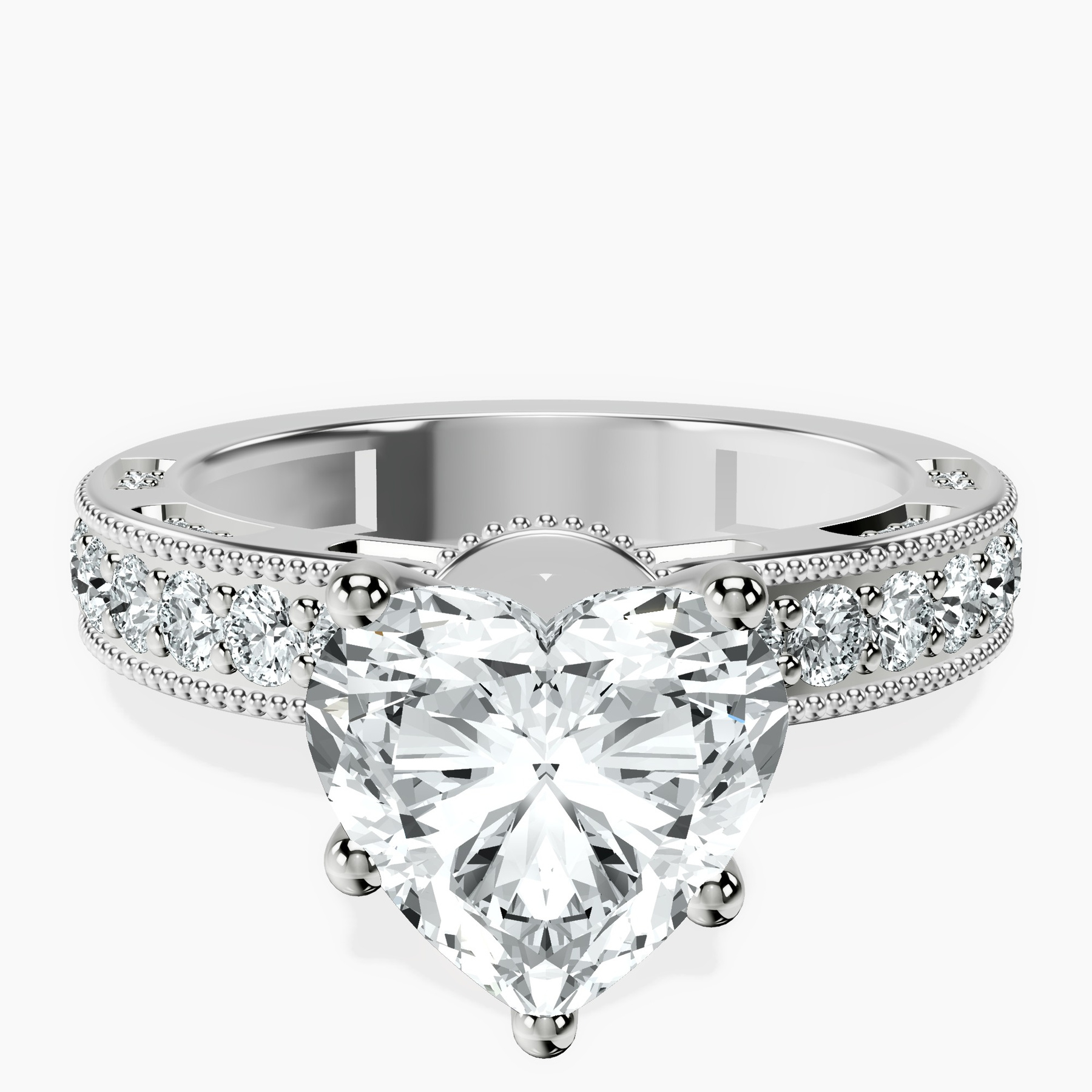 18kt White Gold Regalia Milgrain Lab Diamond Ring front image