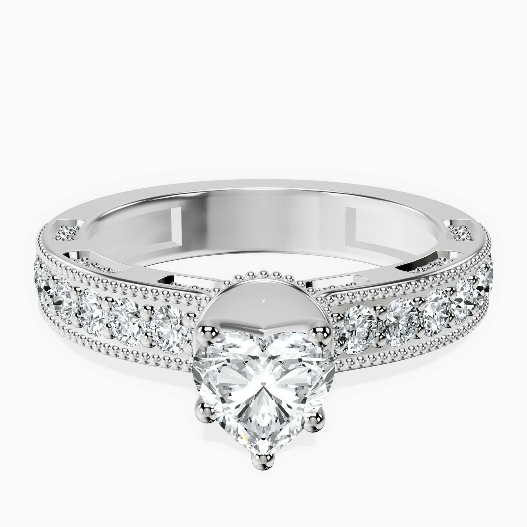 18kt White Gold Regalia Milgrain Lab Diamond Ring front image