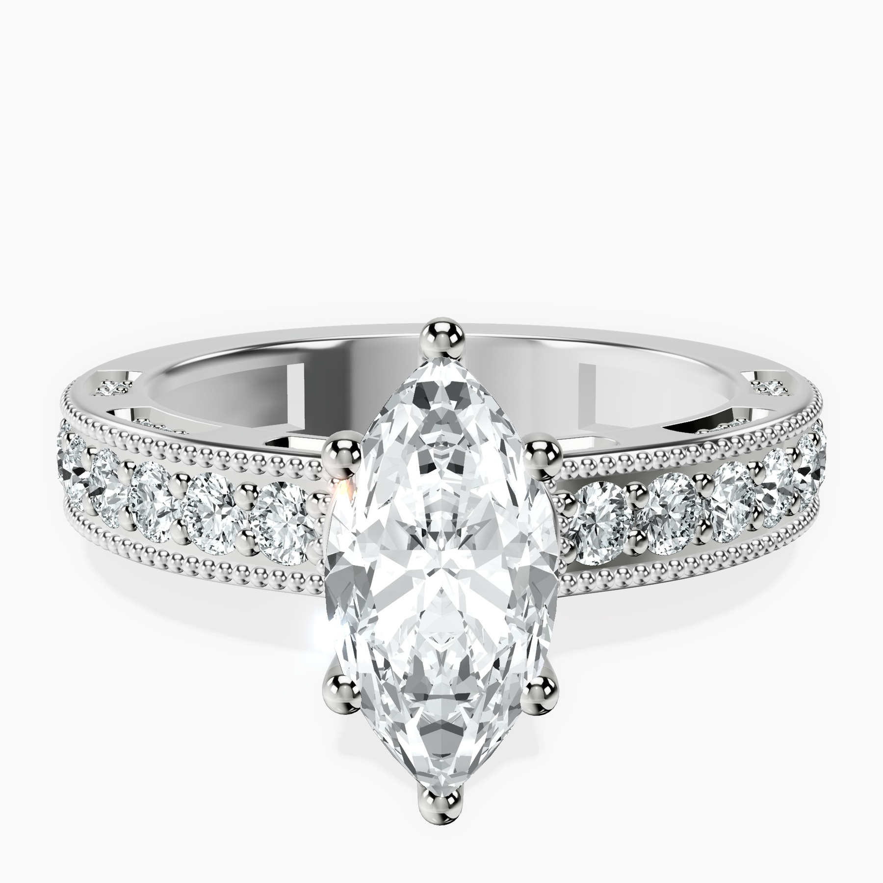 Platinum Regalia Milgrain Lab Diamond Ring front image