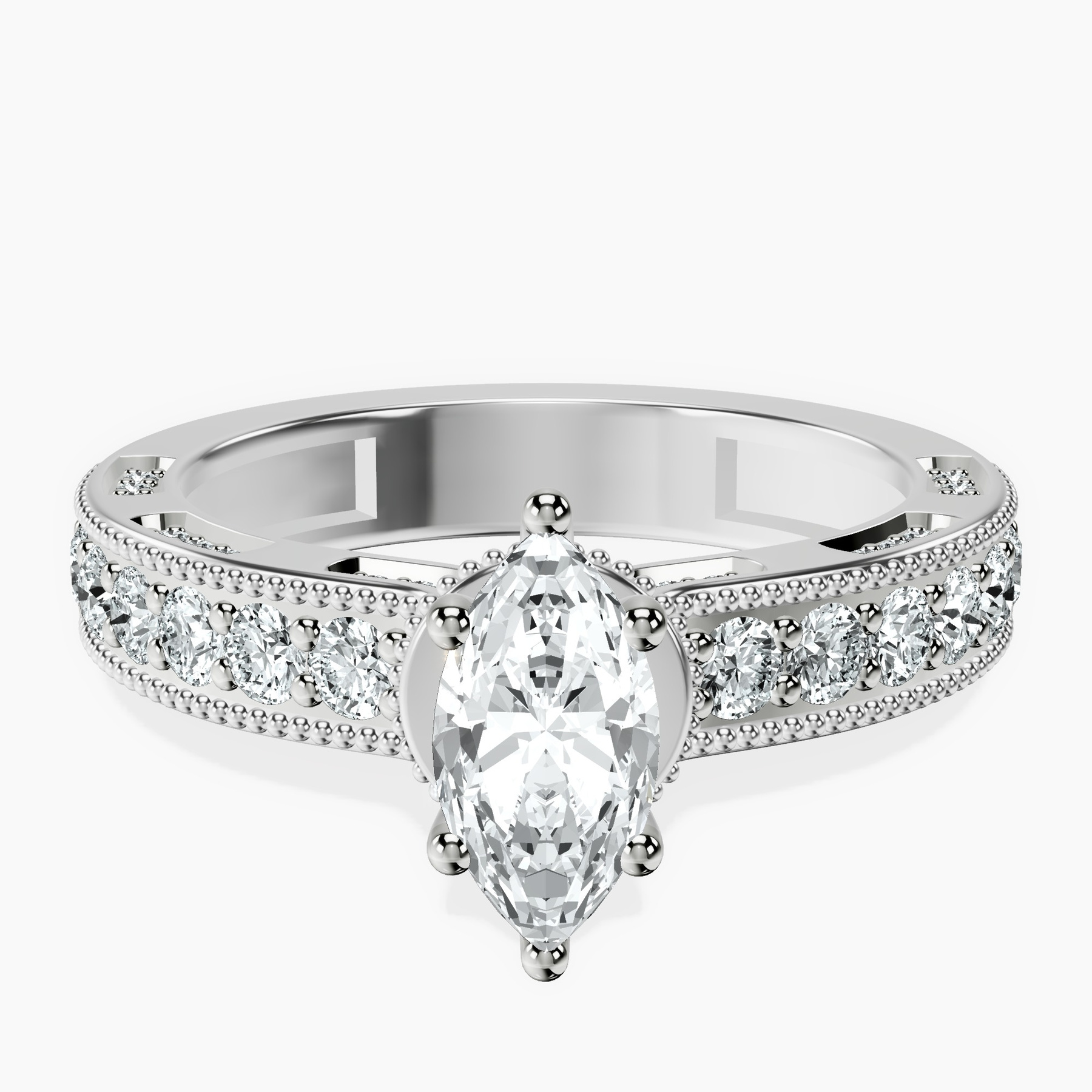 14kt White Gold Regalia Milgrain Lab Diamond Ring front image