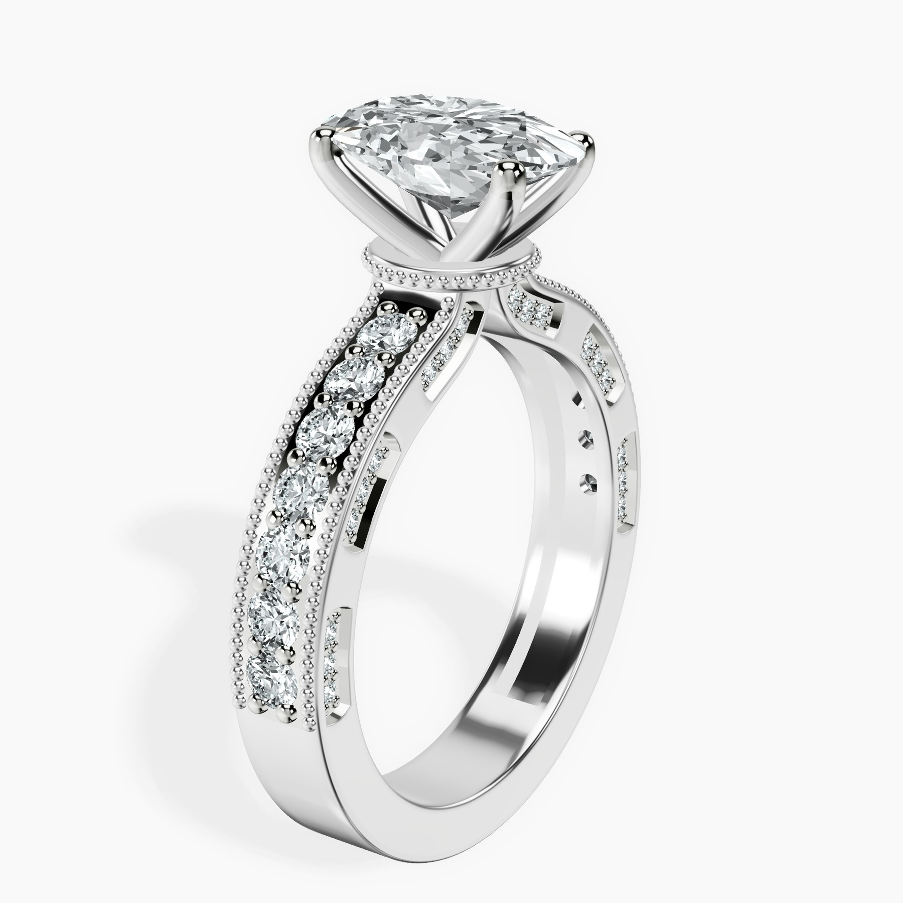 10kt White Gold Regalia Milgrain Lab Diamond Ring standing product image one