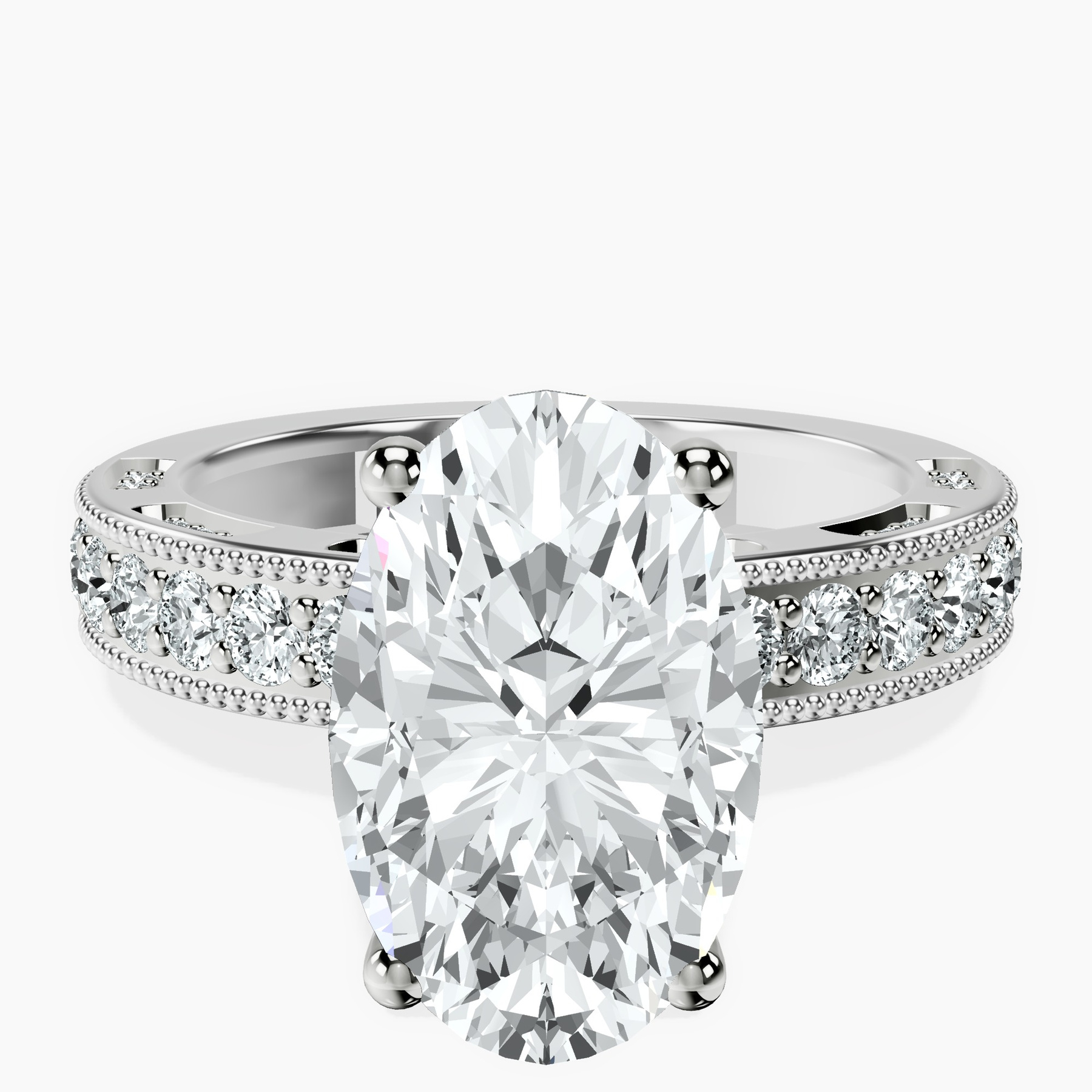 18kt White Gold Regalia Milgrain Lab Diamond Ring front image