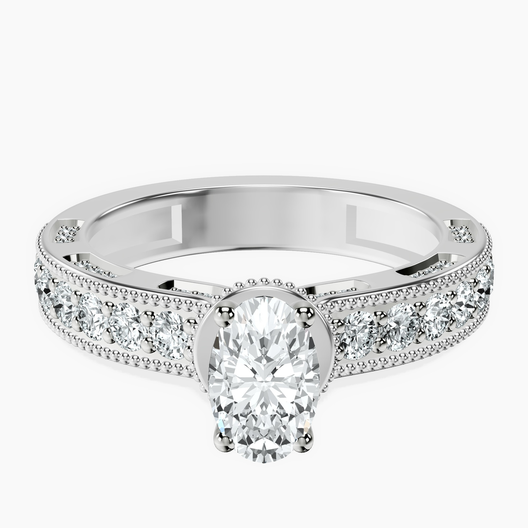 10kt White Gold Regalia Milgrain Lab Diamond Ring front image