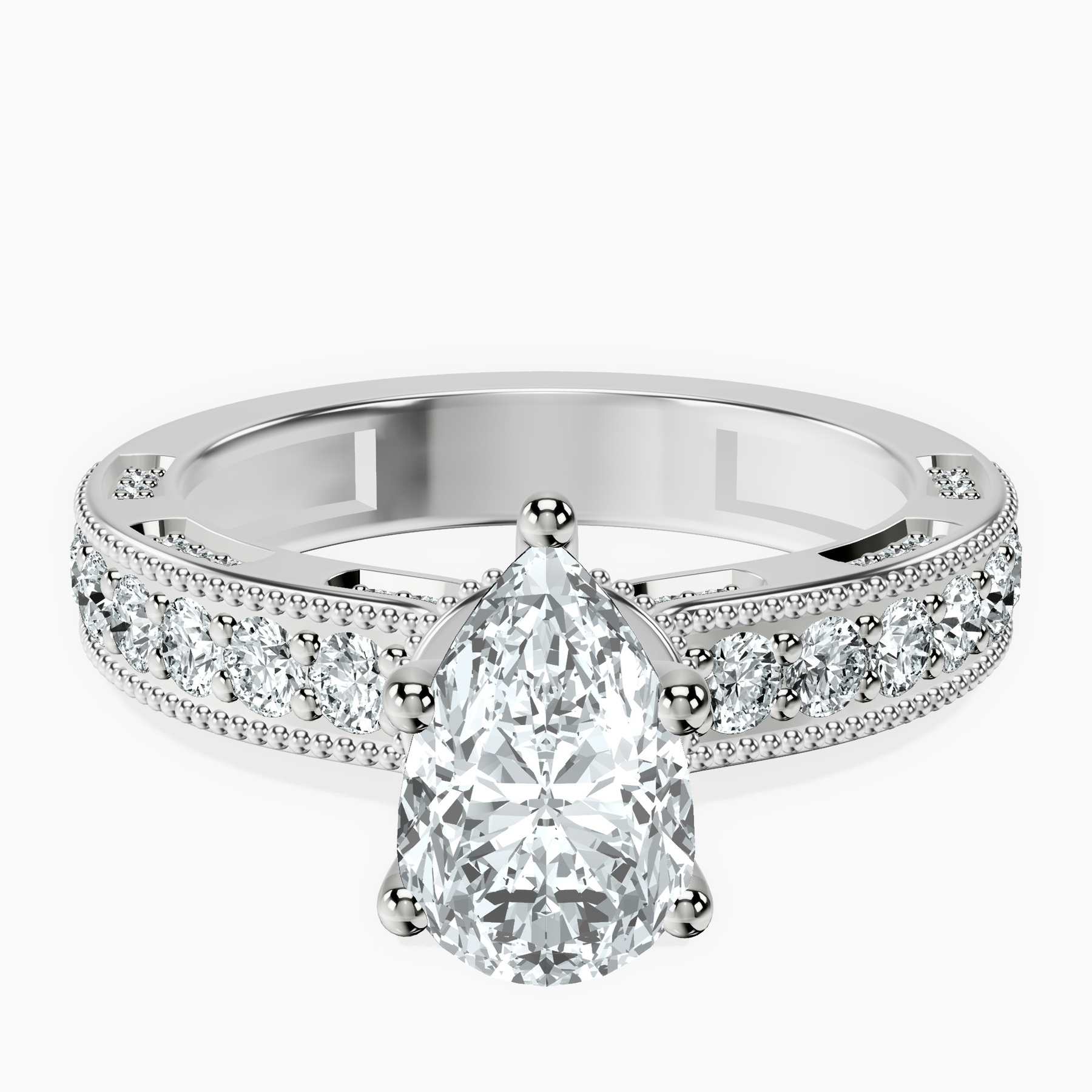18kt White Gold Regalia Milgrain Lab Diamond Ring front image